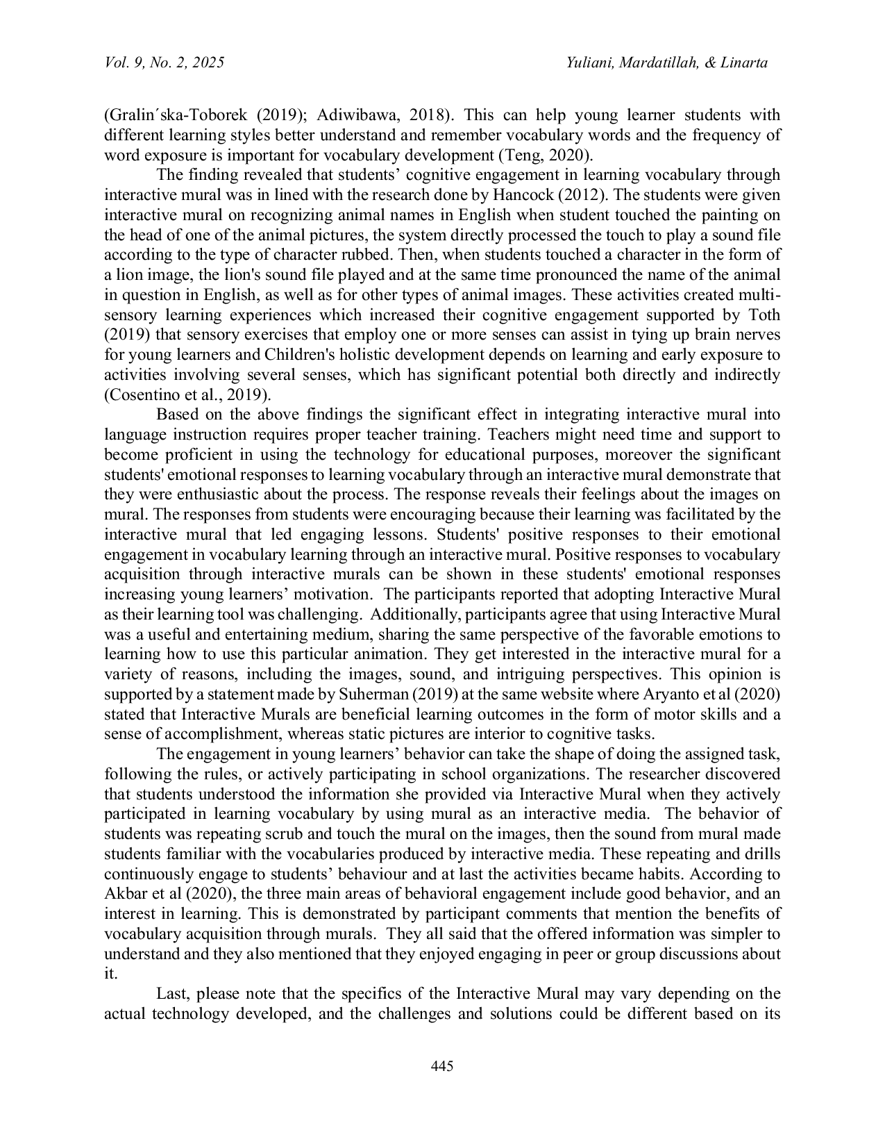 JURIS Evaluating Interactive Murals An Empirical Study on Teaching Basic Vocabulary to Young Children