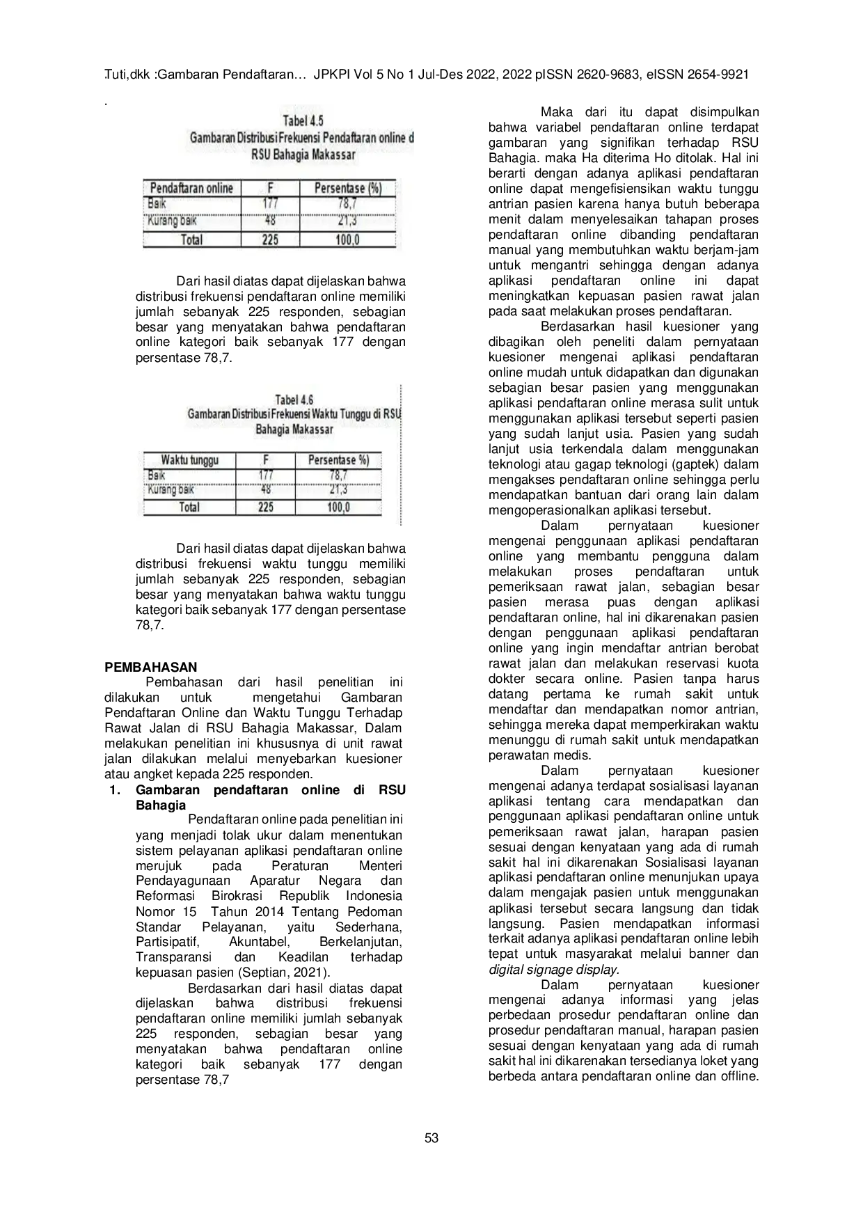 JURIS Gambaran Pendaftaran Online Dan Waktu Tunggu Di Rsu Bahagia Kota Makassar