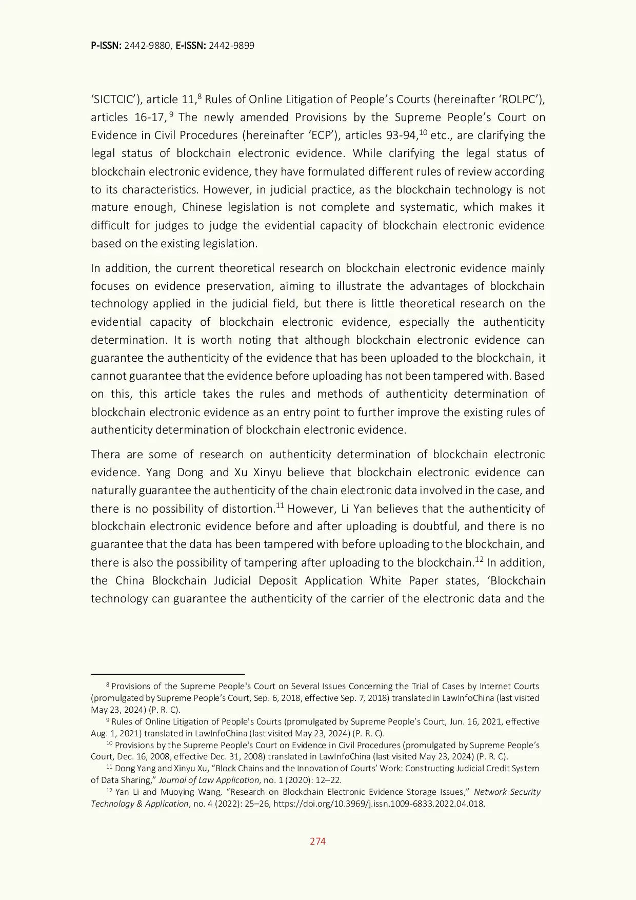 JURIS Legal Framework for Authenticity of Blockchain Electronic Evidence in China Under a Comparative Law Perspective