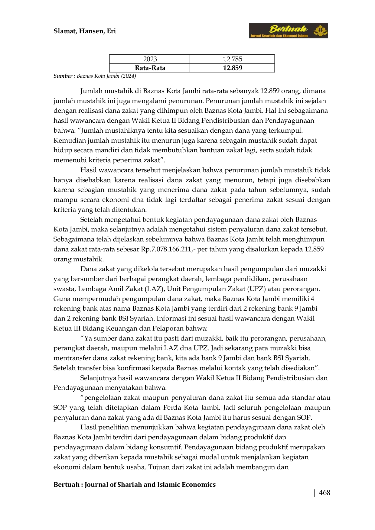 JURIS Zakat dan Pemulihan Ekonomi Mustahik Studi Kasus di Baznas Kota Jambi