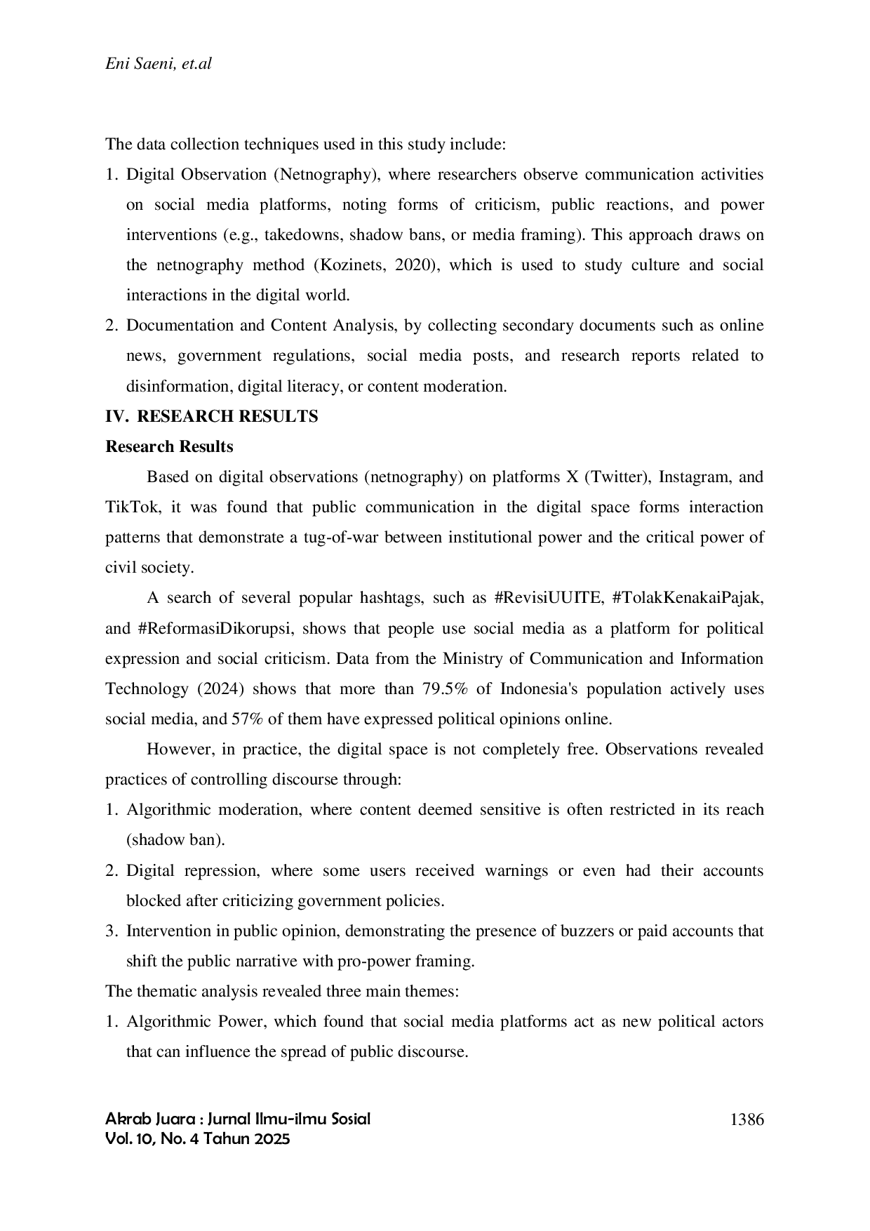 JURIS Power and Criticism The Dynamics of Digital Communication in Online Public Spaces