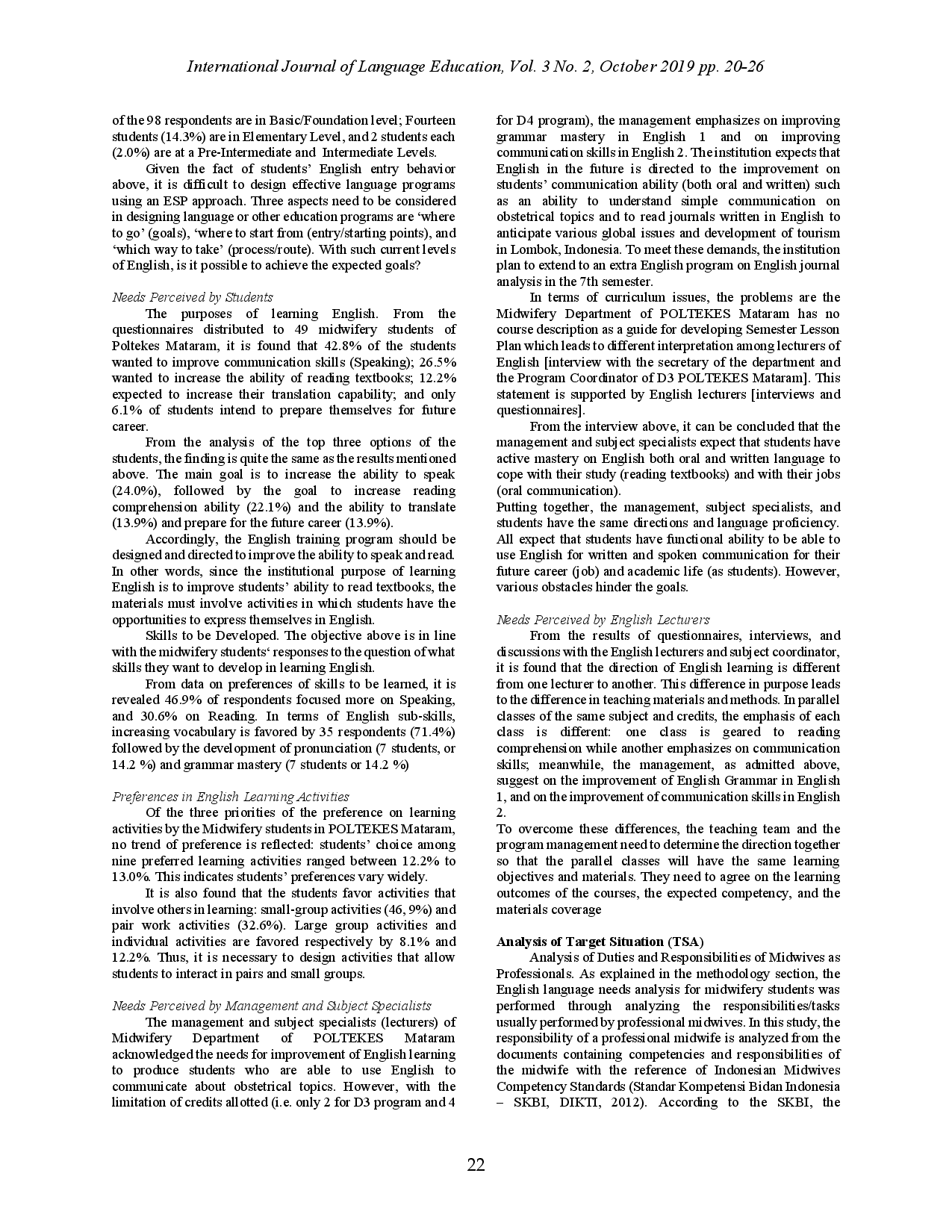 juris Negotiating Conflicts of Needs in Designing Teaching English for Midwifery Students