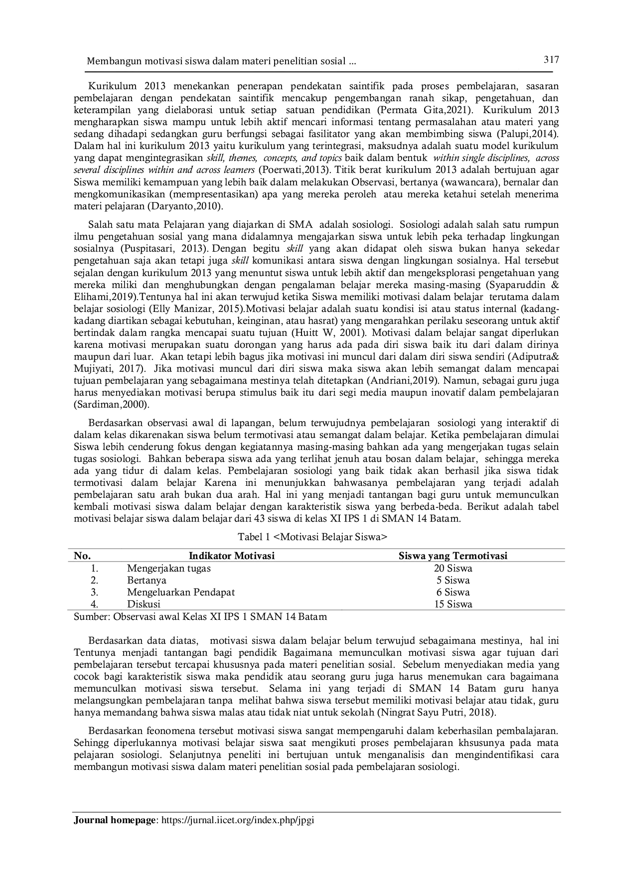 JURIS Membangun motivasi siswa dalam materi penelitian sosial pada pembelajaran sosiologi