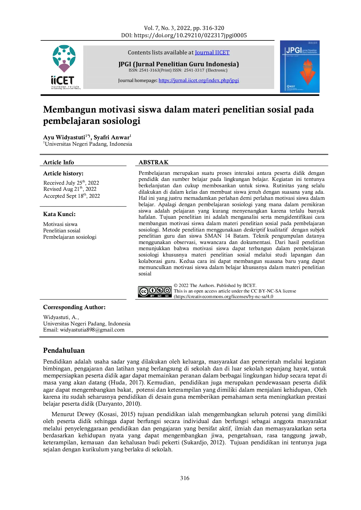 JURIS Membangun motivasi siswa dalam materi penelitian sosial pada pembelajaran sosiologi