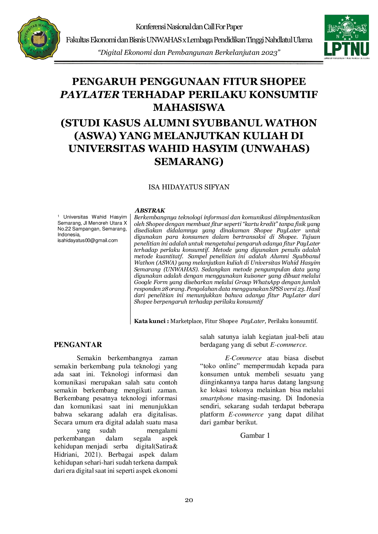 JURIS Pengaruh Penggunaan Fitur Shopee Paylater Terhadap Perilaku Konsumtif Mahasiswa