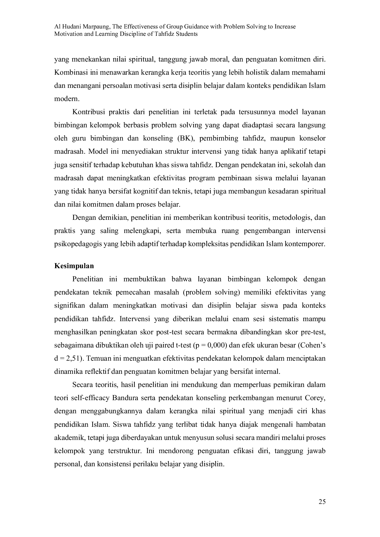 JURIS Efektivitas Bimbingan Kelompok dengan Problem Solving untuk Meningkatkan Motivasi dan Disiplin Belajar Siswa Tahfidz