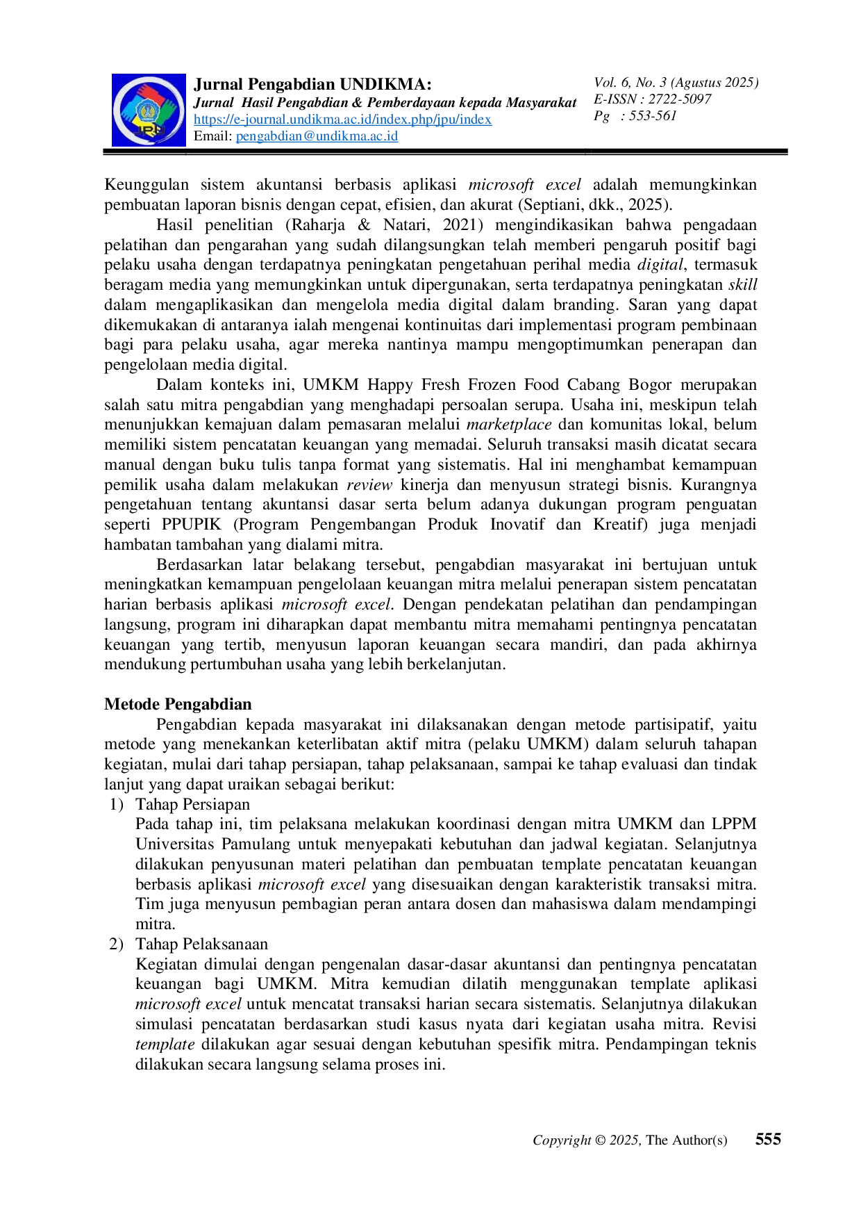 JURIS Optimalisasi Pengelolaan Keuangan UMKM melalui Digitalisasi Pencatatan Transaksi Harian