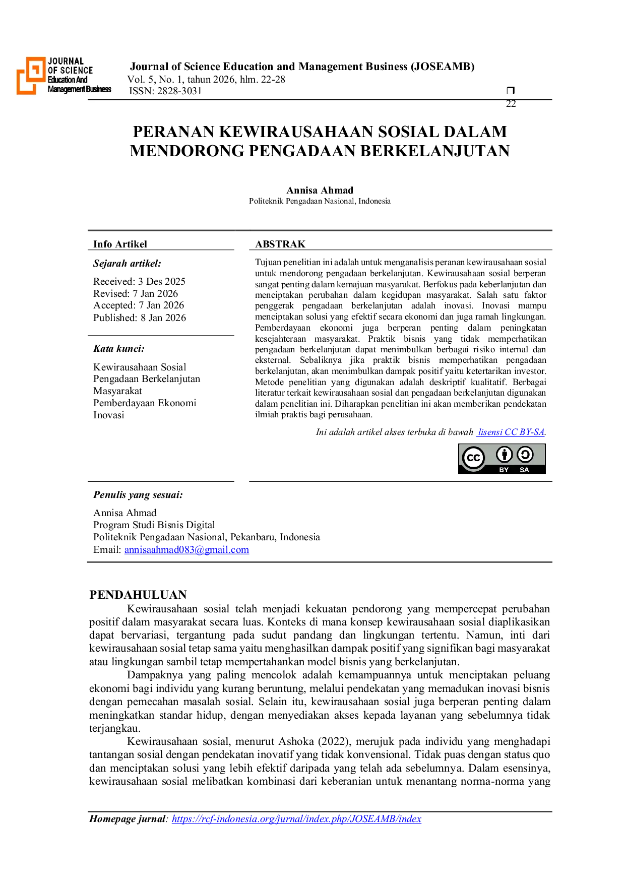 JURIS Peranan Kewirausahaan Sosial Dalam Mendorong Pengadaan Berkelanjutan
