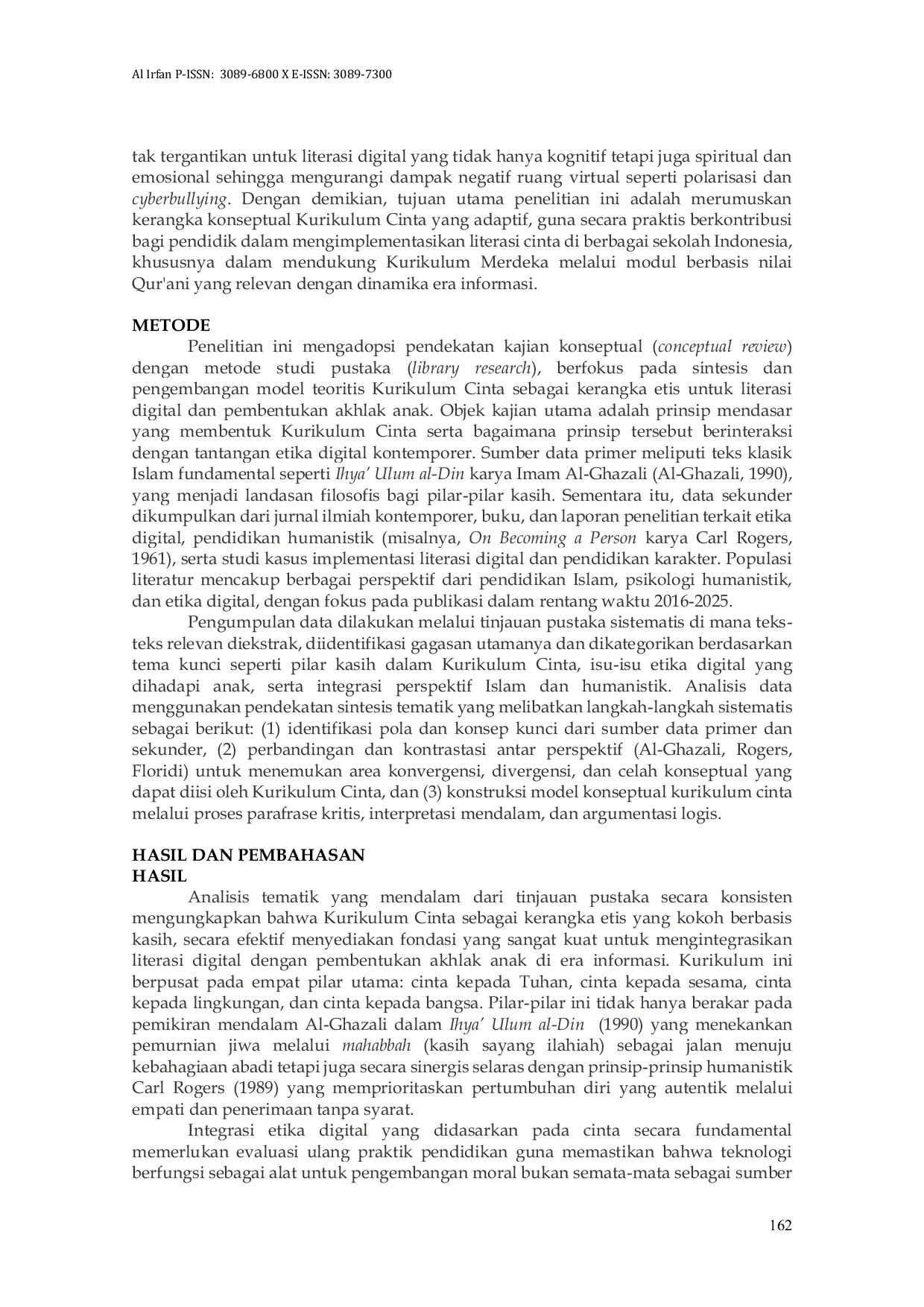 JURIS Strategi Kurikulum Cinta Dalam Mengukuhkan Literasi Dan Akhlak Anak Di Ruang Virtual