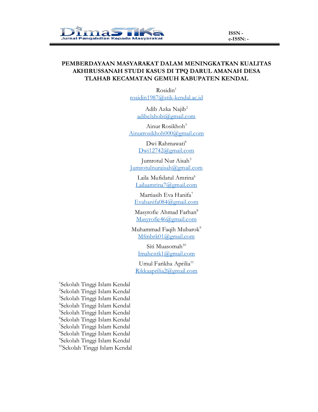 JURIS PEMBERDAYAAN MASYARAKAT DALAM MENINGKATKAN KUALITAS AKHIRUSSANAH STUDI KASUS DI TPQ DARUL AMANAH DESA TLAHAB KECAMATAN GEMUH KABUPATEN KENDAL