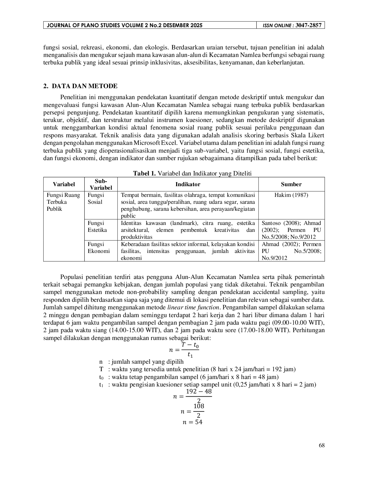 JURIS Analisis Fungsi Kawasan Alun Alun sebagai Ruang Terbuka Publik di Perkotaan Namlea Kabupaten Buru