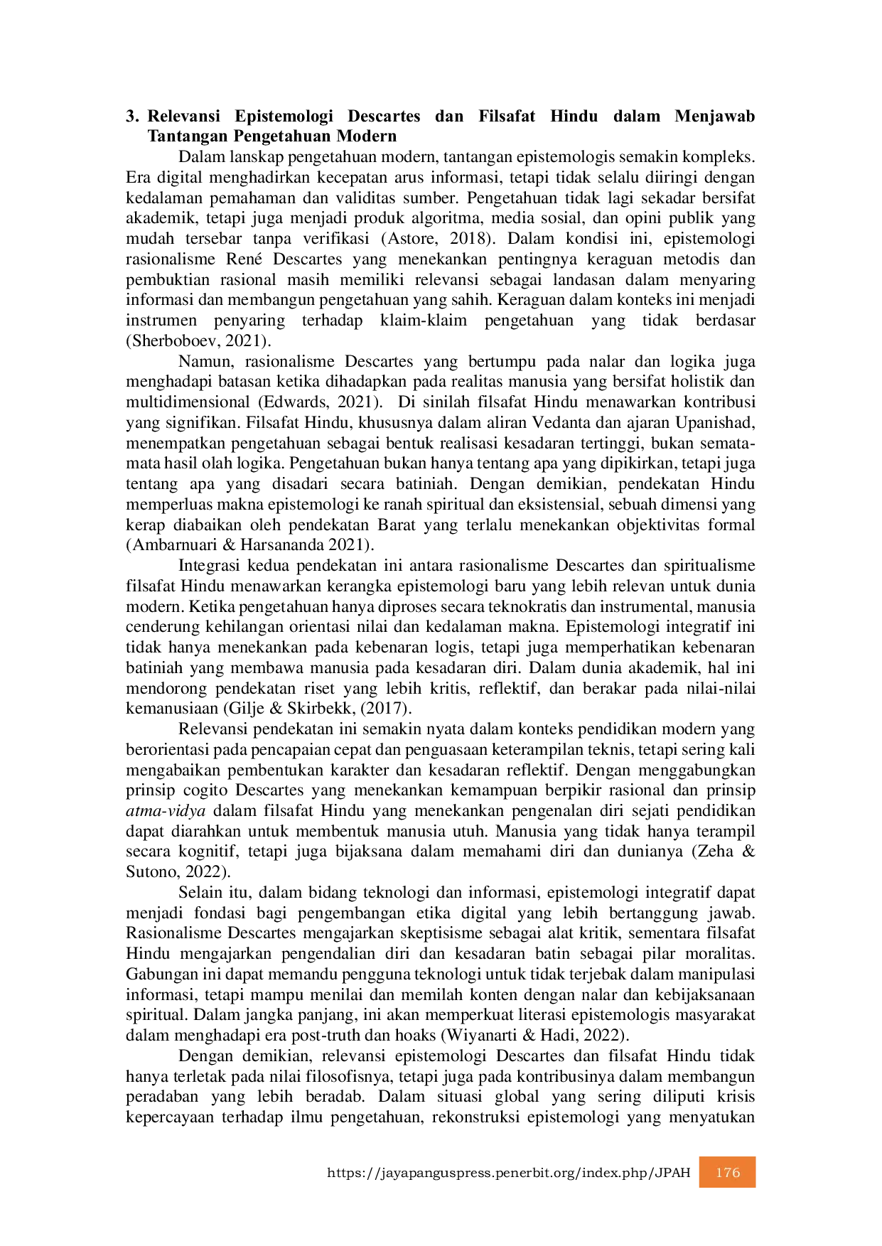 JURIS Rekonstruksi Epistemologi Rasionalisme Ren Descartes dalam Perspektif Filsafat Hindu tentang Hakikat Pengetahuan di Indonesia