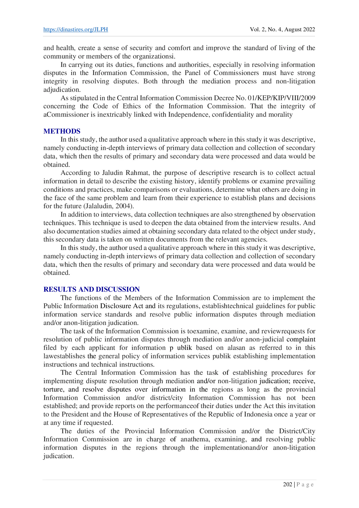 juris Transparent Accountable and Integrity Governance of Public Bodies in West Sumatra through Increasing the Role and Function of the Regional Information Commission