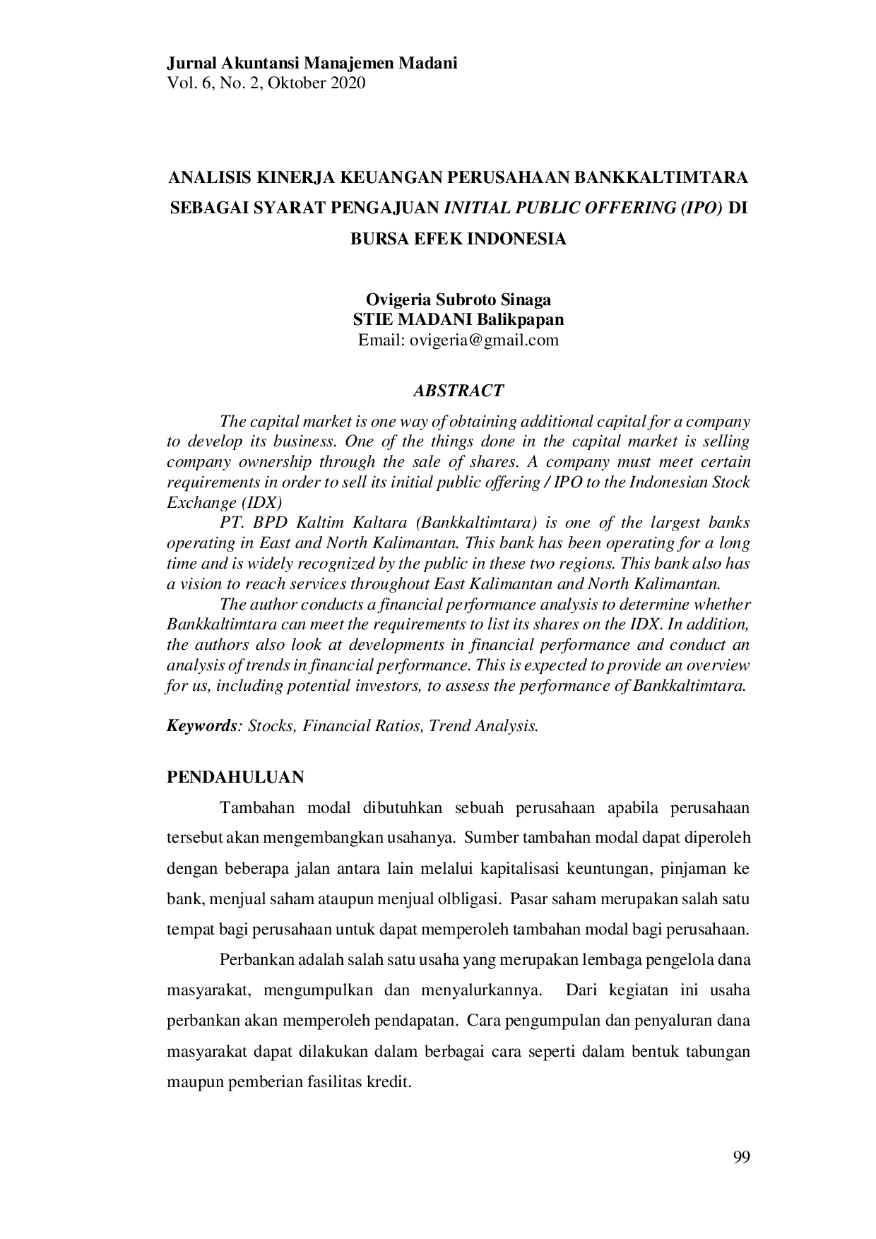 JURIS Analisis Kinerja Keuangan Perusahaan Bankkaltimtara Sebagai Syarat Pengajuan Initial Public Offering IPO Di Bursa Efek Indonesia