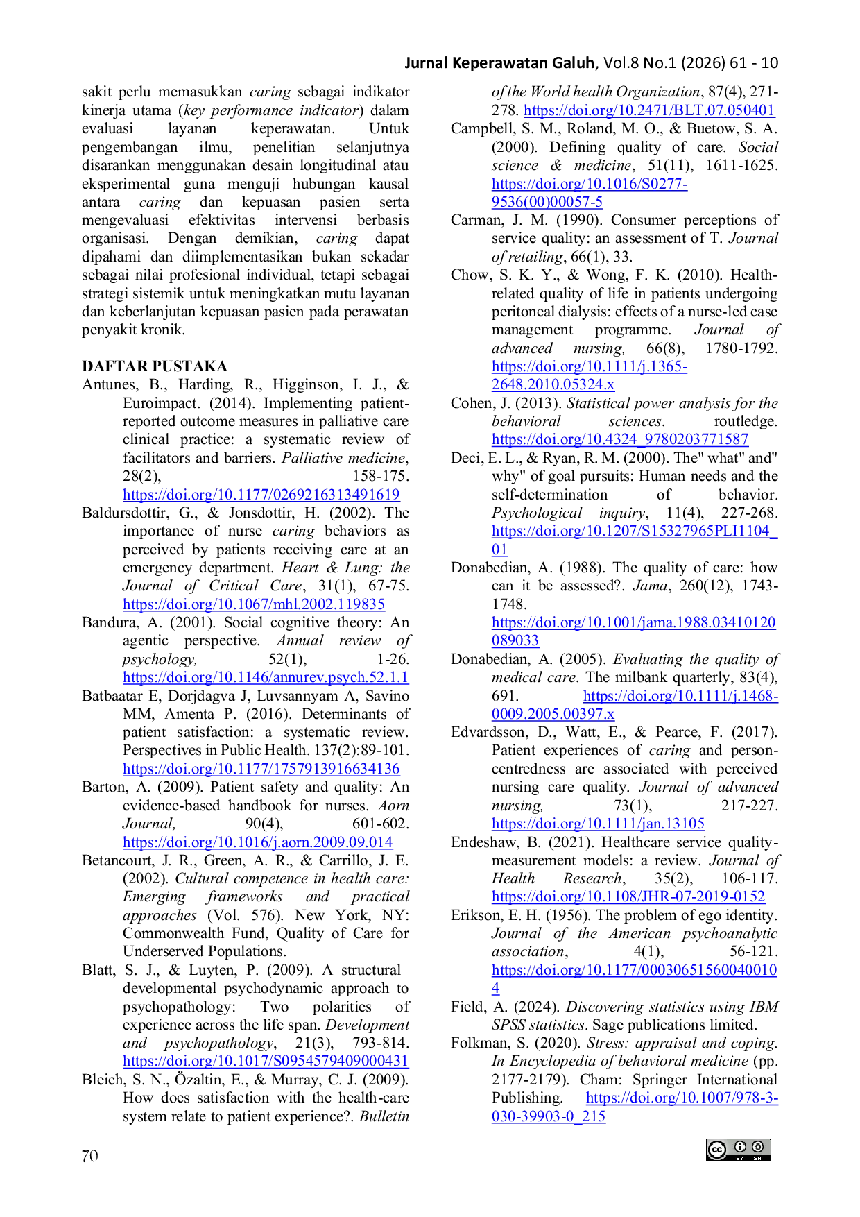 JURIS Perilaku Caring Perawat Sebagai Prediktor Kepuasan Pasien pada Layanan Hemodialisis Studi Potong Lintang