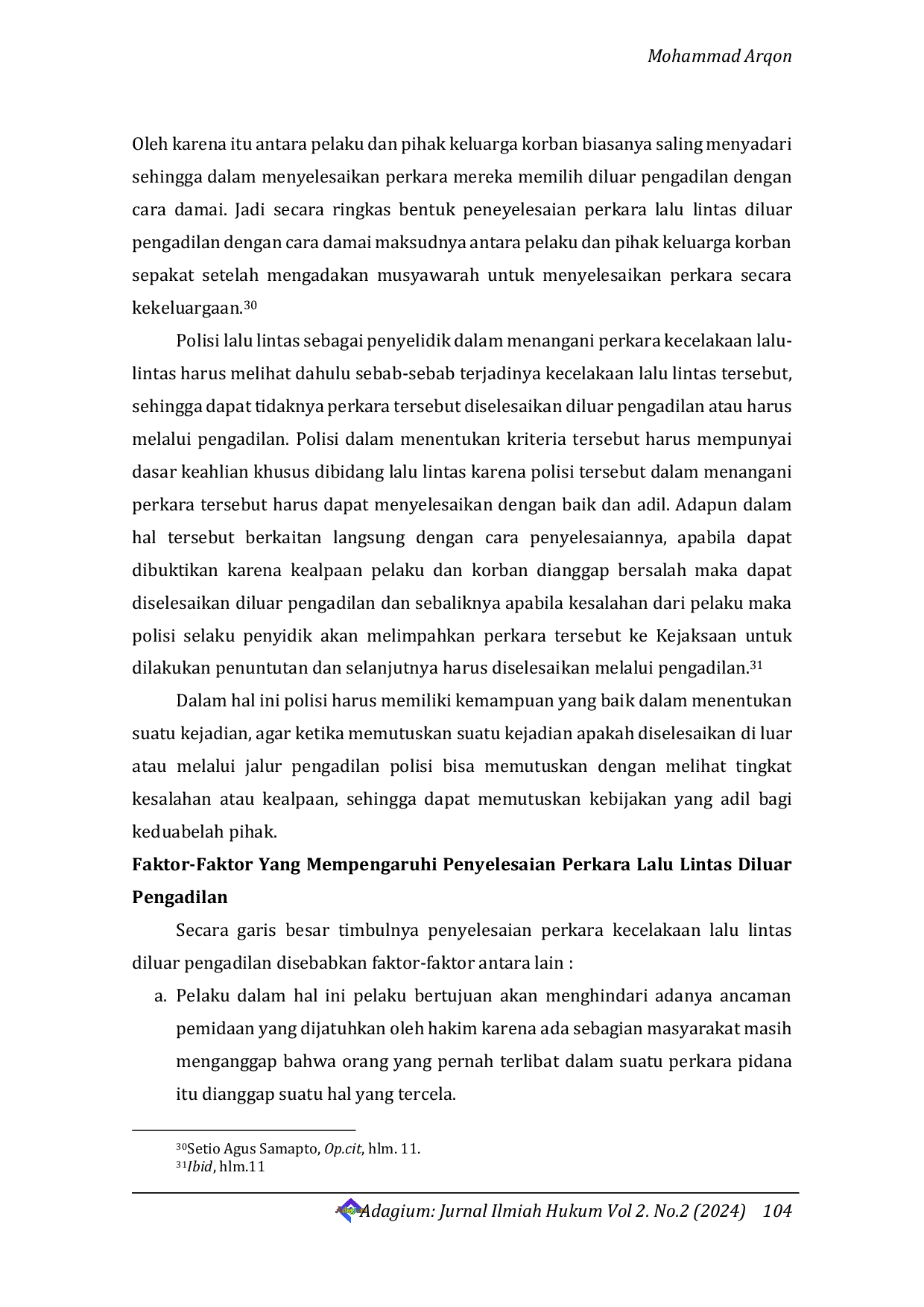 JURIS Penerapan Restoratif Justice dalam Kecelakaan Lalu Lintas