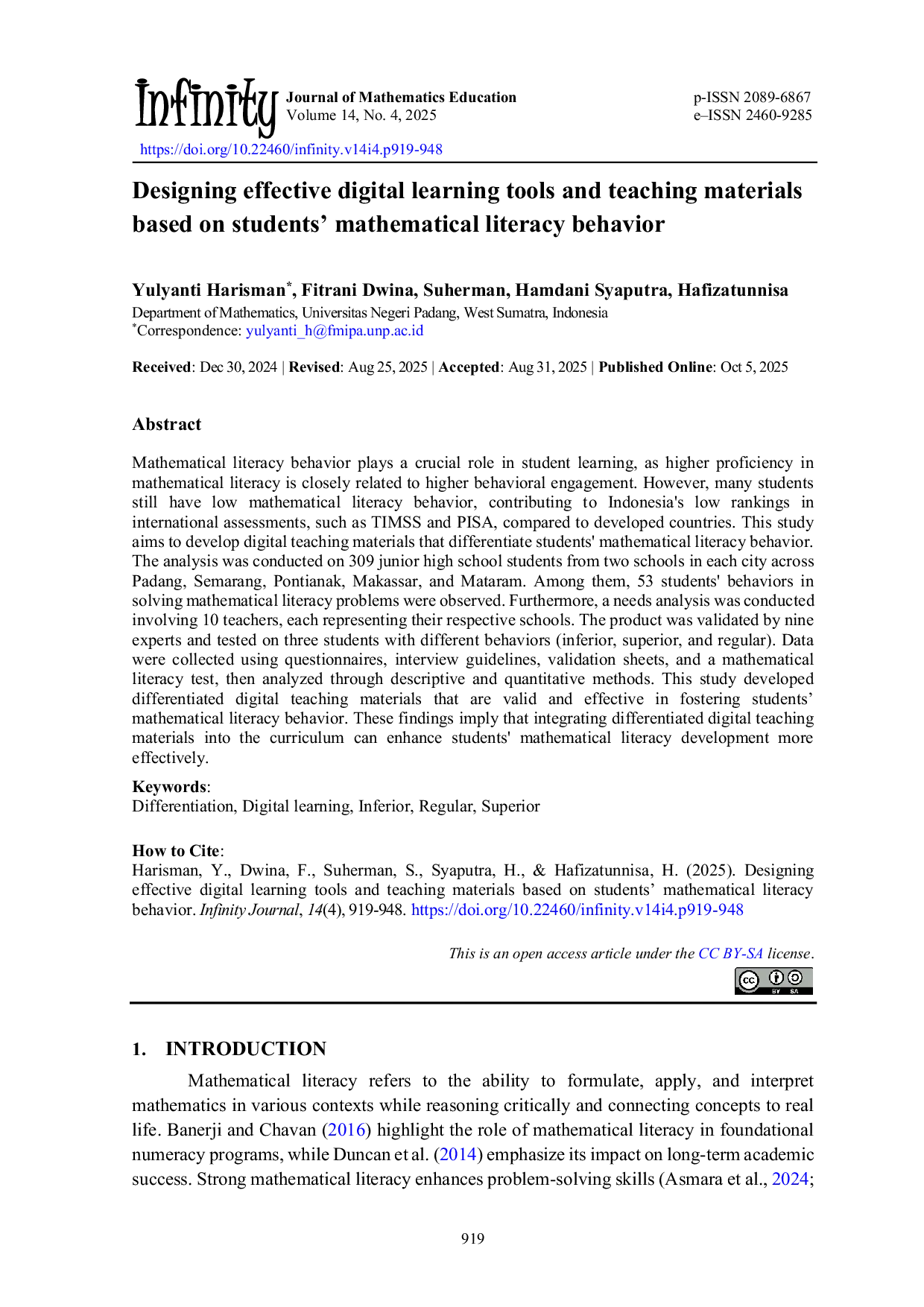 JURIS Designing effective digital learning tools and teaching materials based on students mathematical literacy behavior