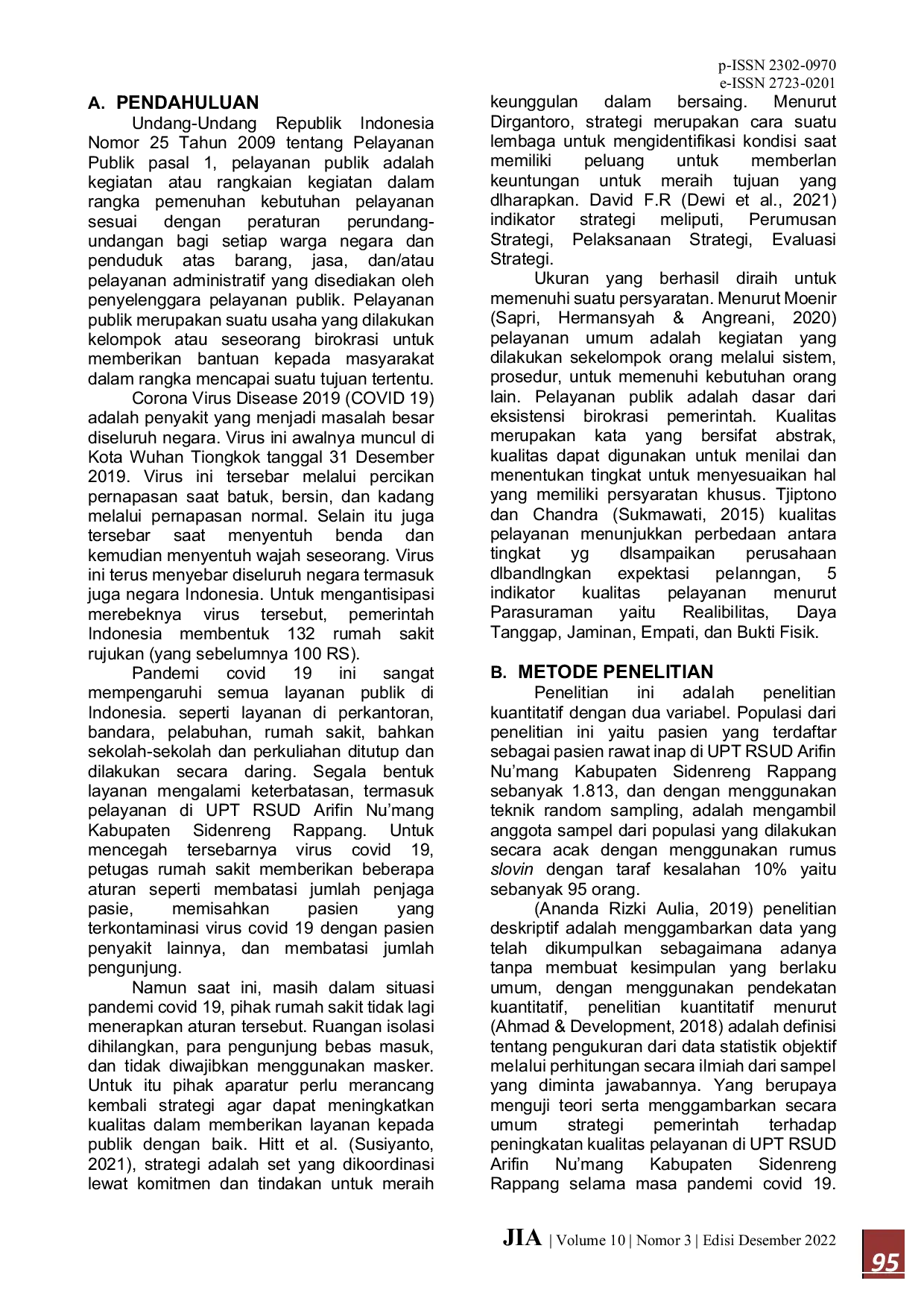 JURIS Strategi Pemerintah Terhadap Peningkatan Kualitas Pelayanan Di Upt Rsud Arifin Nu mang Rappang Selama Masa Pandemi Covid 19