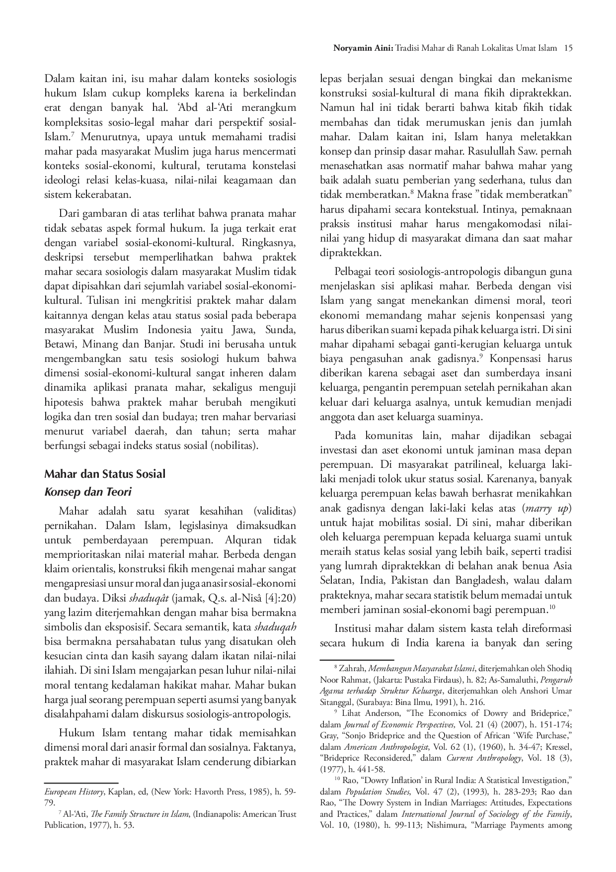 juris Tradisi Mahar Di Ranah Lokalitas Umat Islam Mahar Dan Struktur Sosial Di Masyarakat Muslim Indonesia