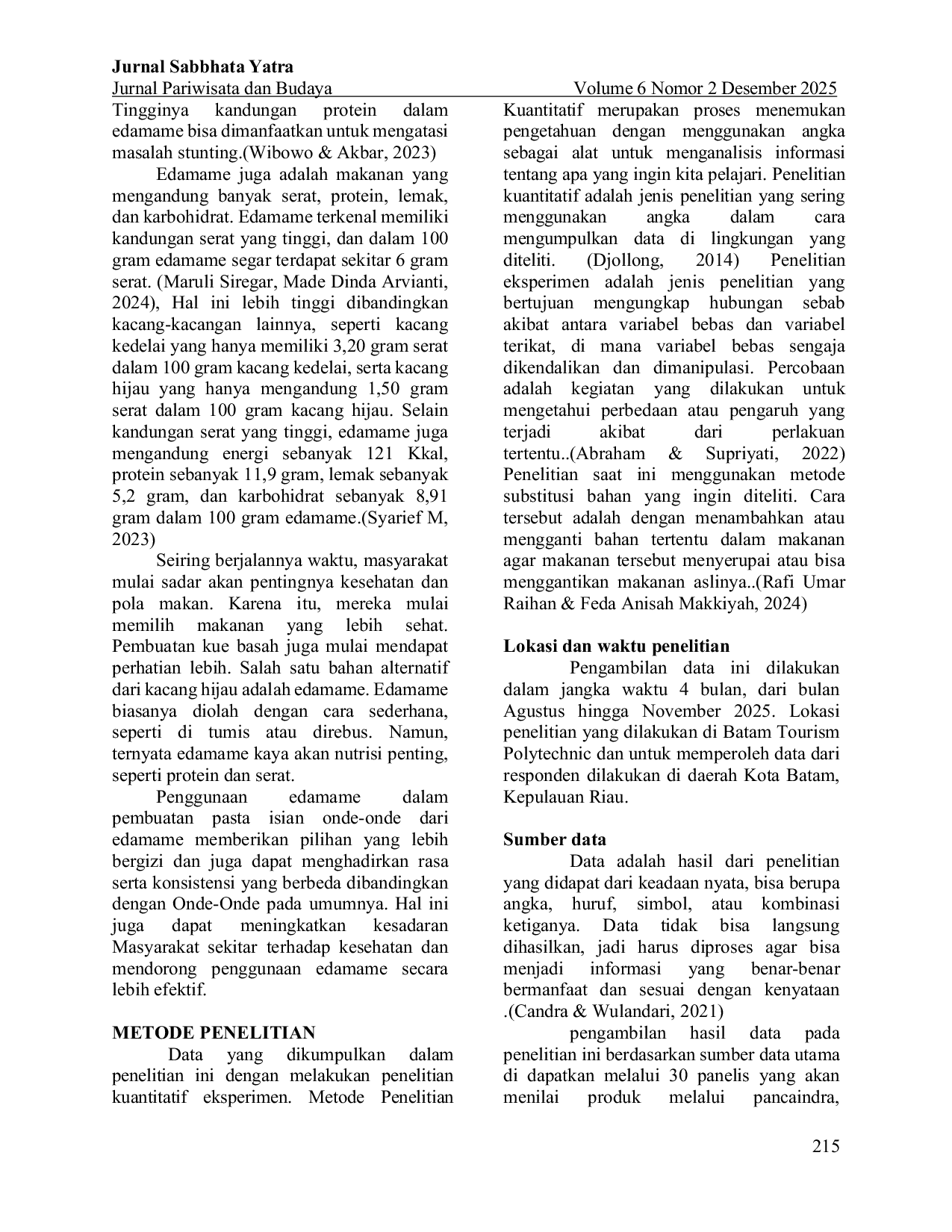 JURIS Substitusi Edamame Dalam Pembuatan Pasta Isian Produk Kue Tradisional Onde Onde