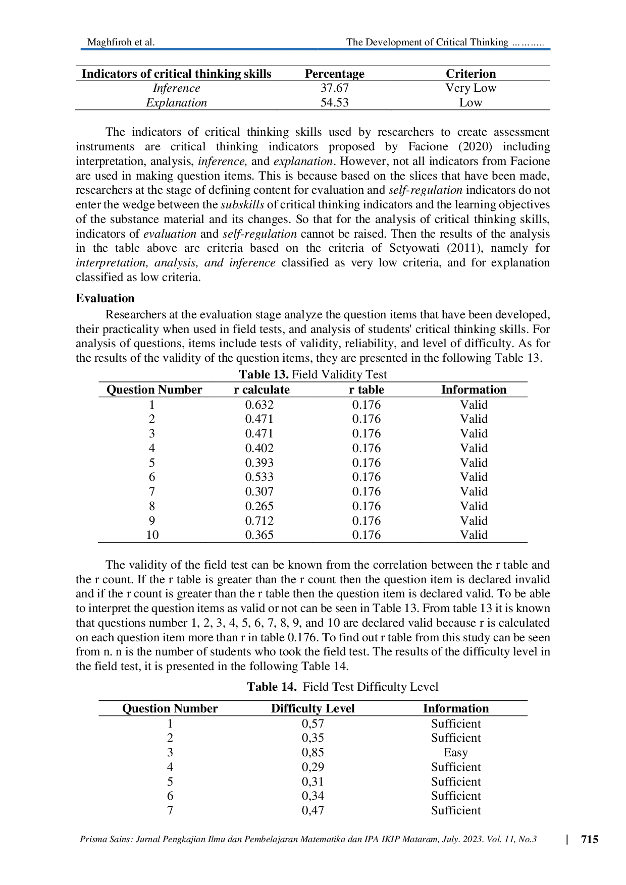 JURIS The Development of Critical Thinking Skills Assessment Instrument Based on Nearpod in Junior High School Science Learning