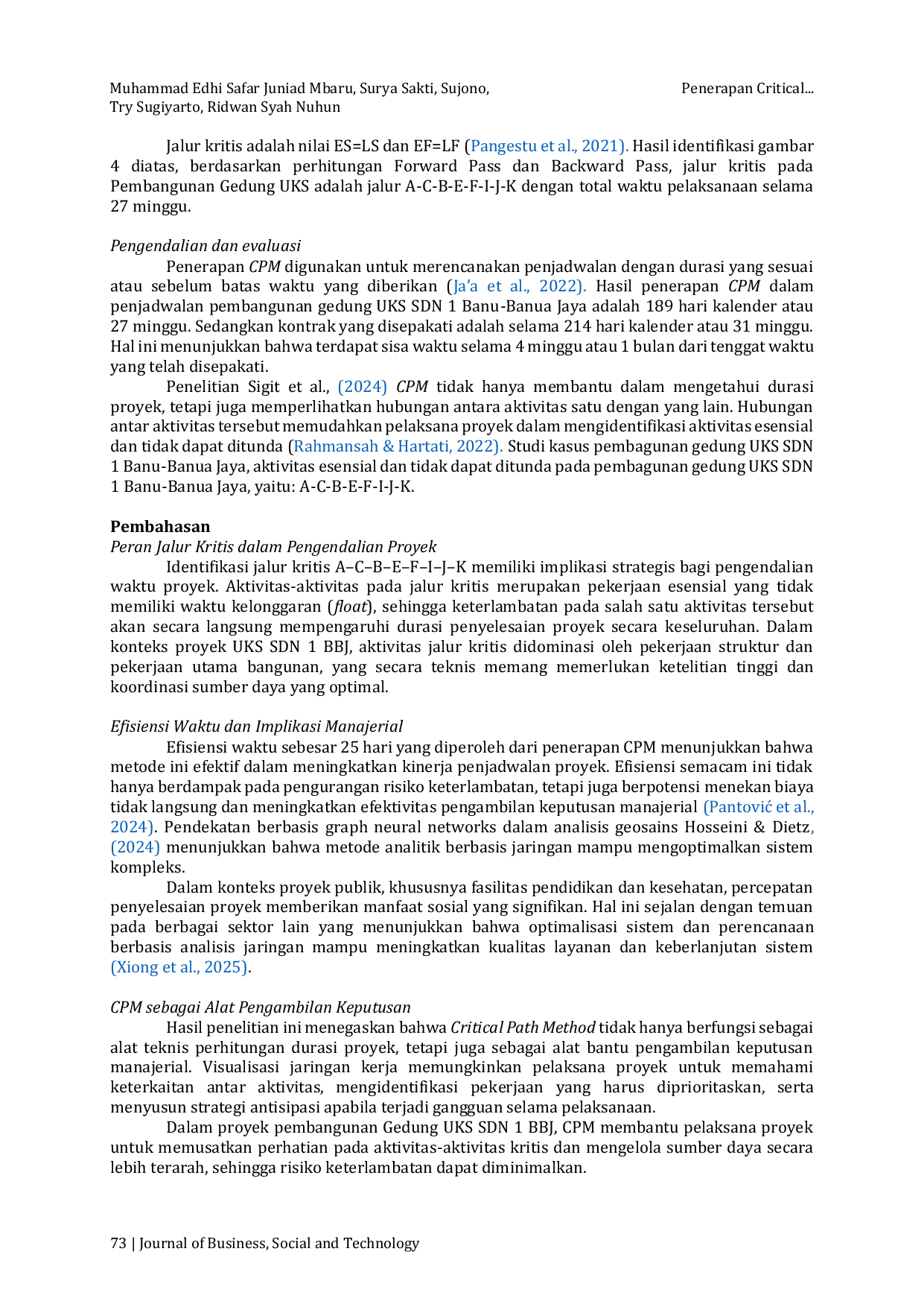 JURIS Penerapan Critical Path Method CPM Pada Pembangunan Gedung Unit Kesehatan Sekolah UKS SDN 1 BBJ Kabupaten Buton Utara