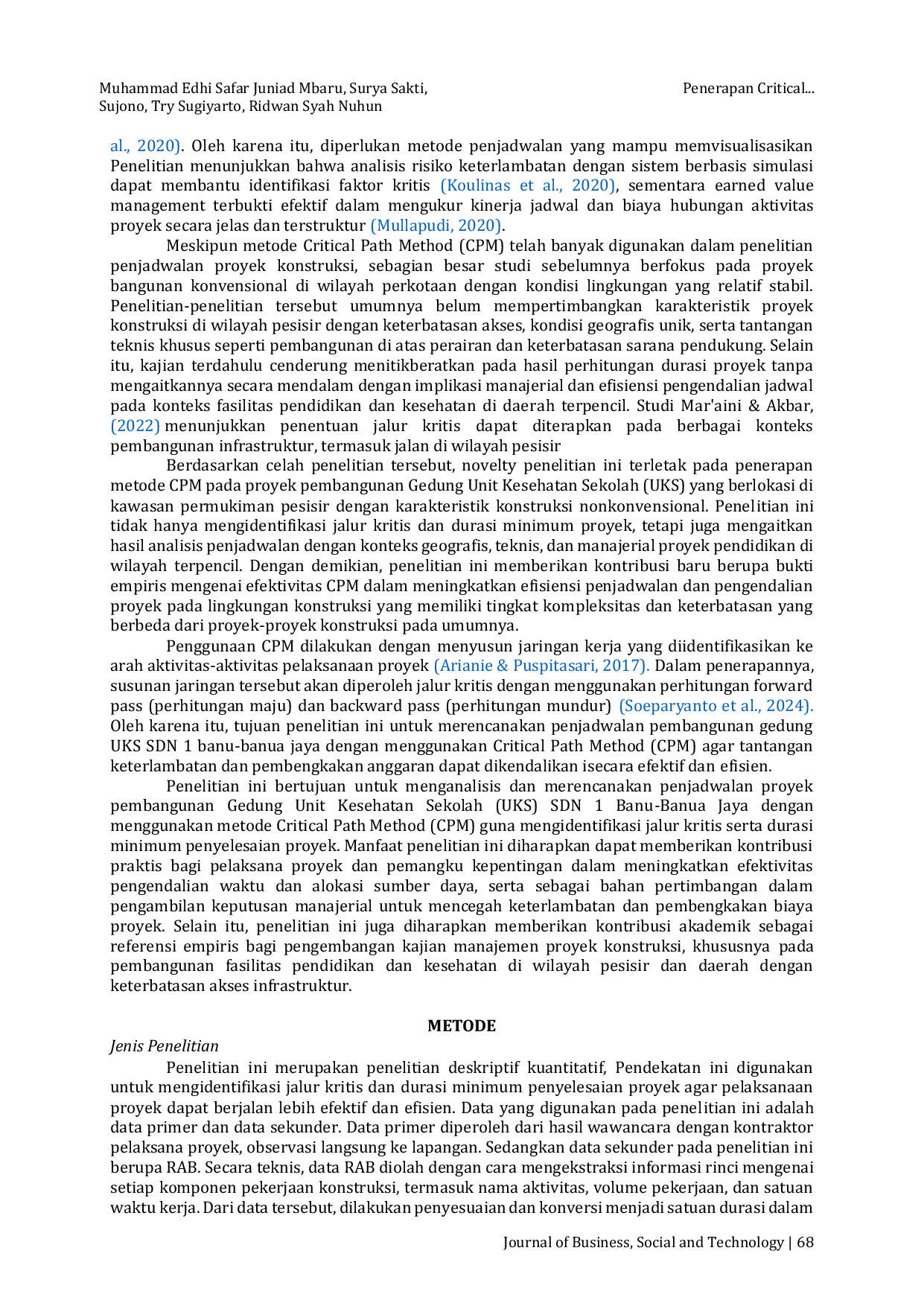 JURIS Penerapan Critical Path Method CPM Pada Pembangunan Gedung Unit Kesehatan Sekolah UKS SDN 1 BBJ Kabupaten Buton Utara