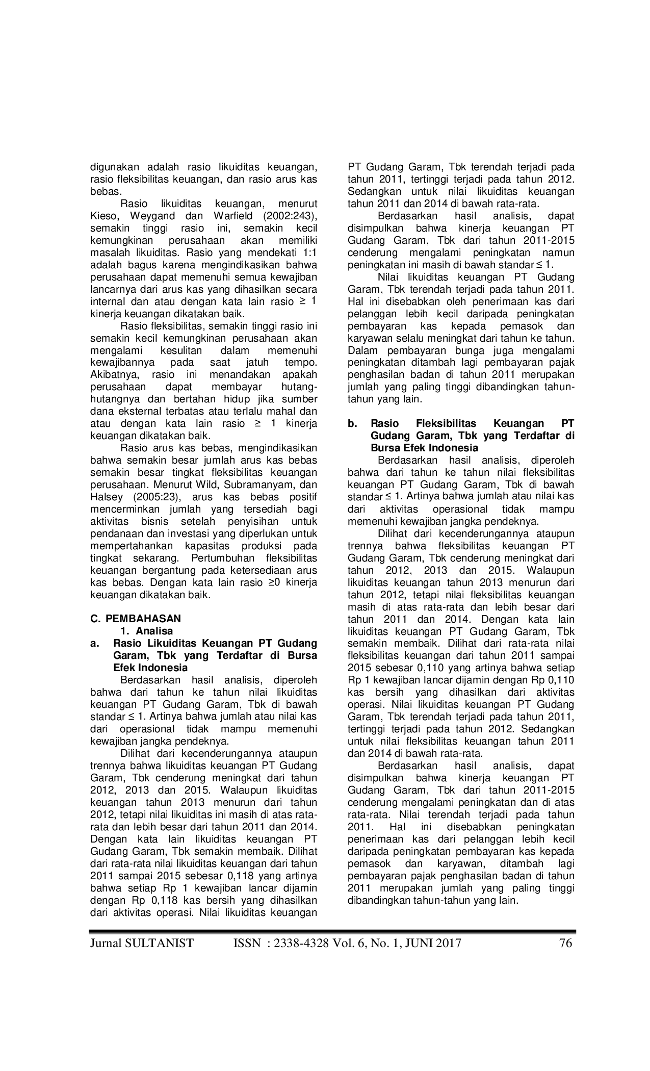 JURIS Analisis Laporan Arus Kas untuk Menilai Kinerja Keuangan pada PT Gudang Garam Tbk yang Terdaftar di Bursa Efek Indonesia