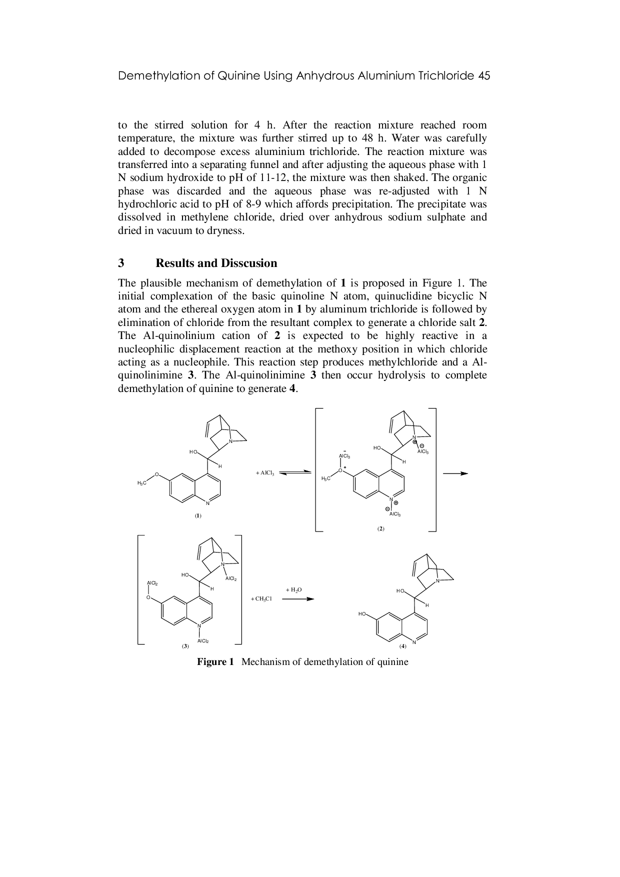 JURIS Demethylation of Quinine Using Anhydrous Aluminium Trichloride