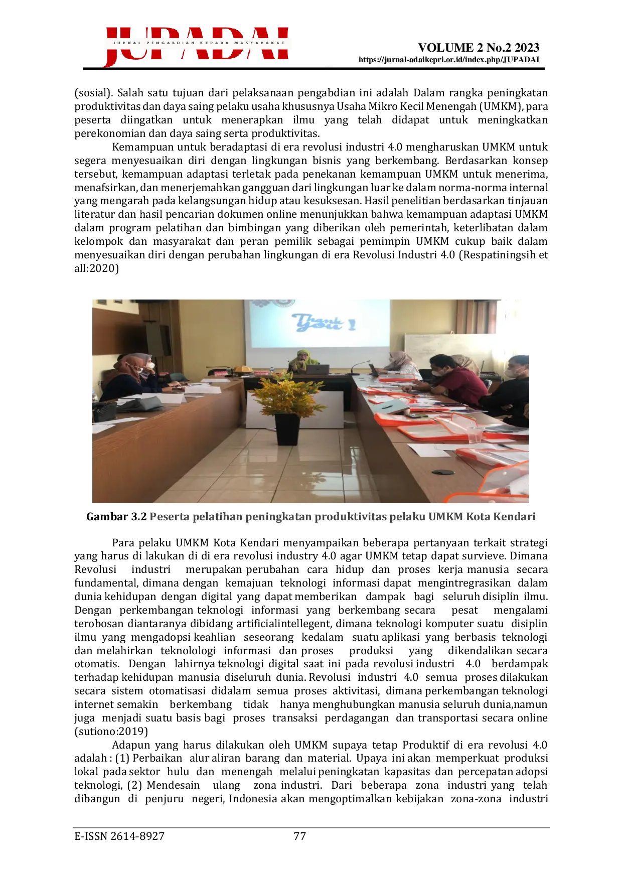 JURIS Pelatihan Peningkatan Produktivitas UMKM di Era Revolusi Industri 4 0