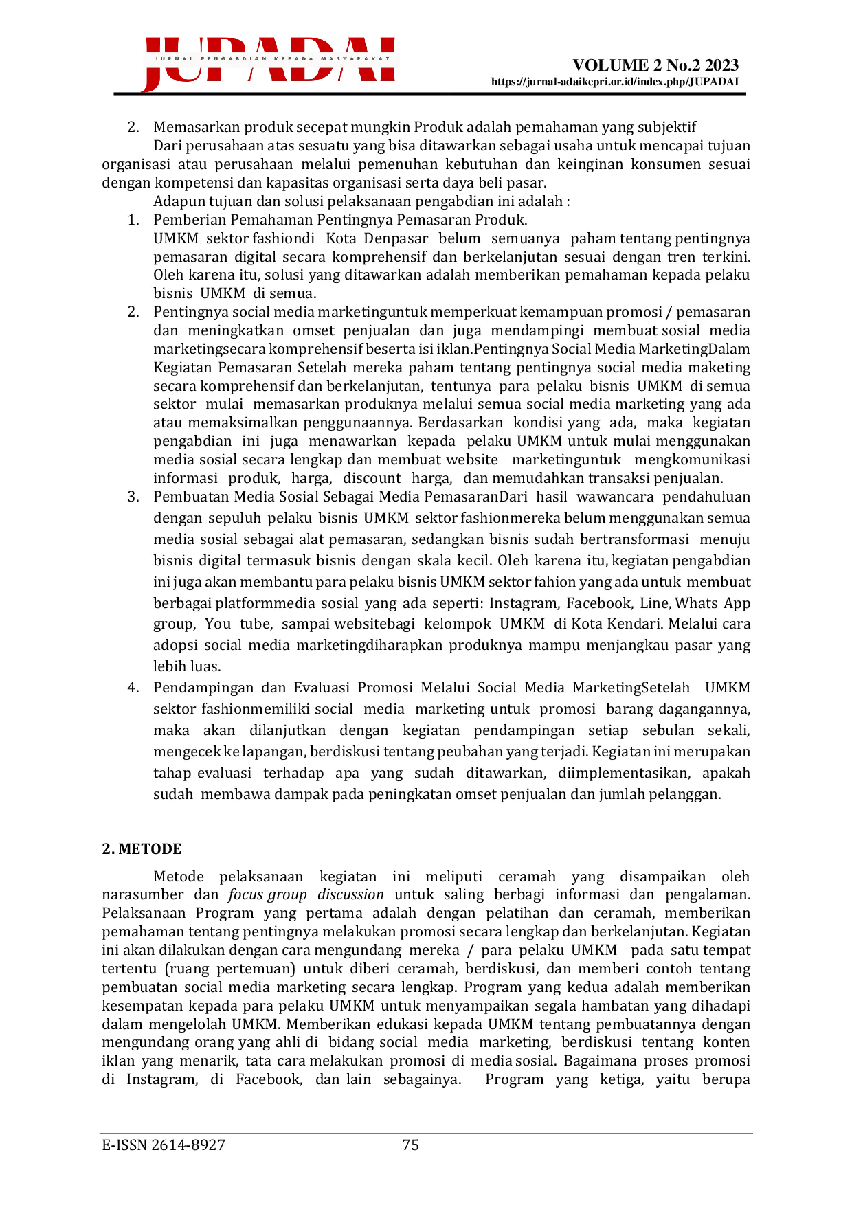 JURIS Pelatihan Peningkatan Produktivitas UMKM di Era Revolusi Industri 4 0