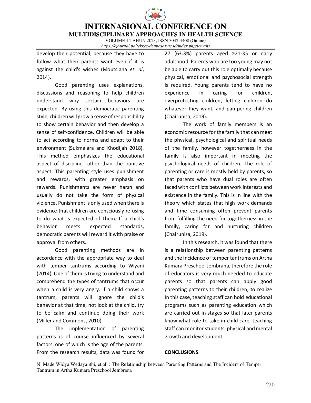 JURIS The Relationship between Parenting Patterns and The Incident of Temper Tantrum in Artha Kumara Preschool Jembrana