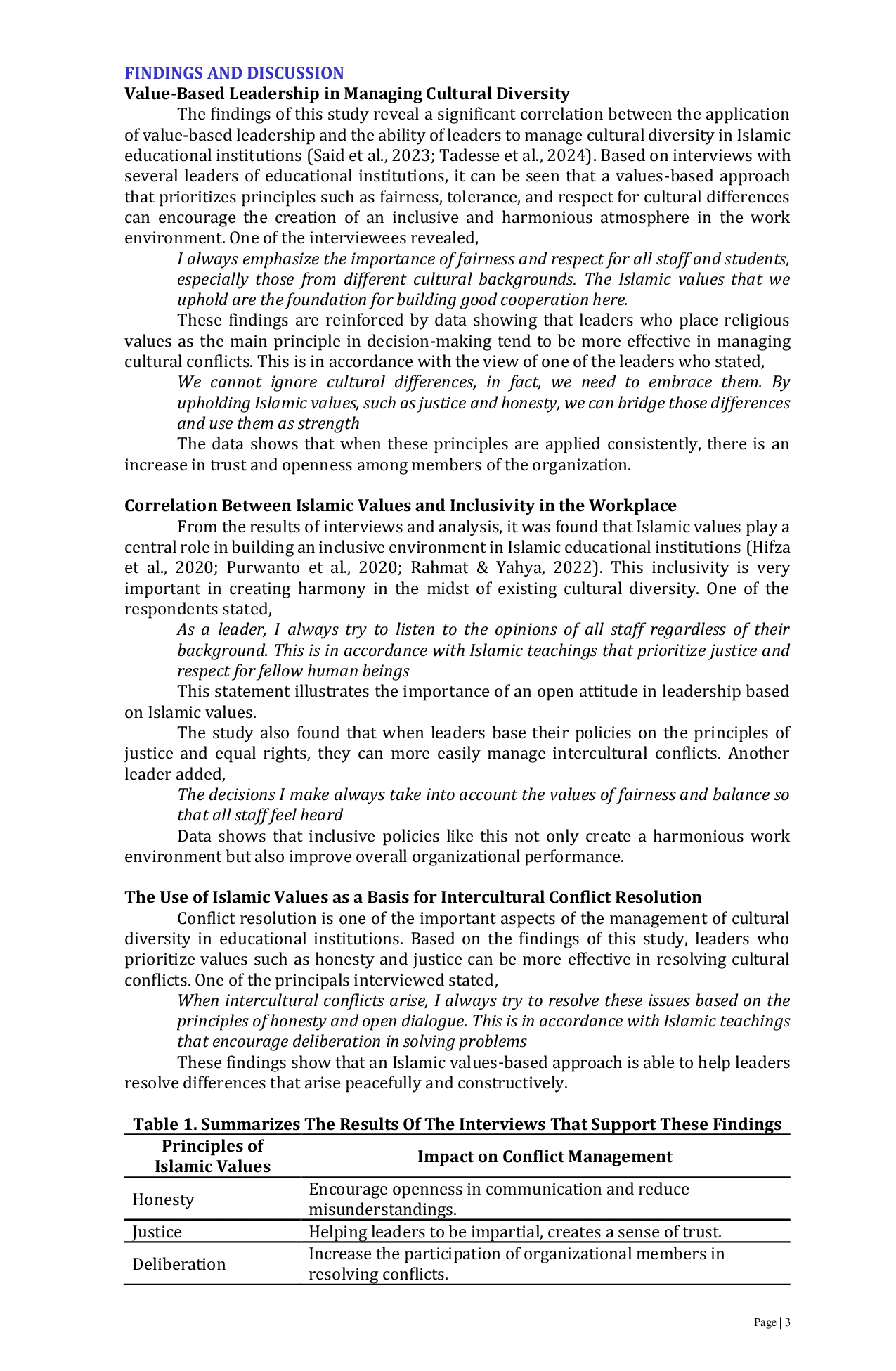 JURIS Values Based Leadership Approach In Managing Cultural Diversity In Islamic Educational Institutions