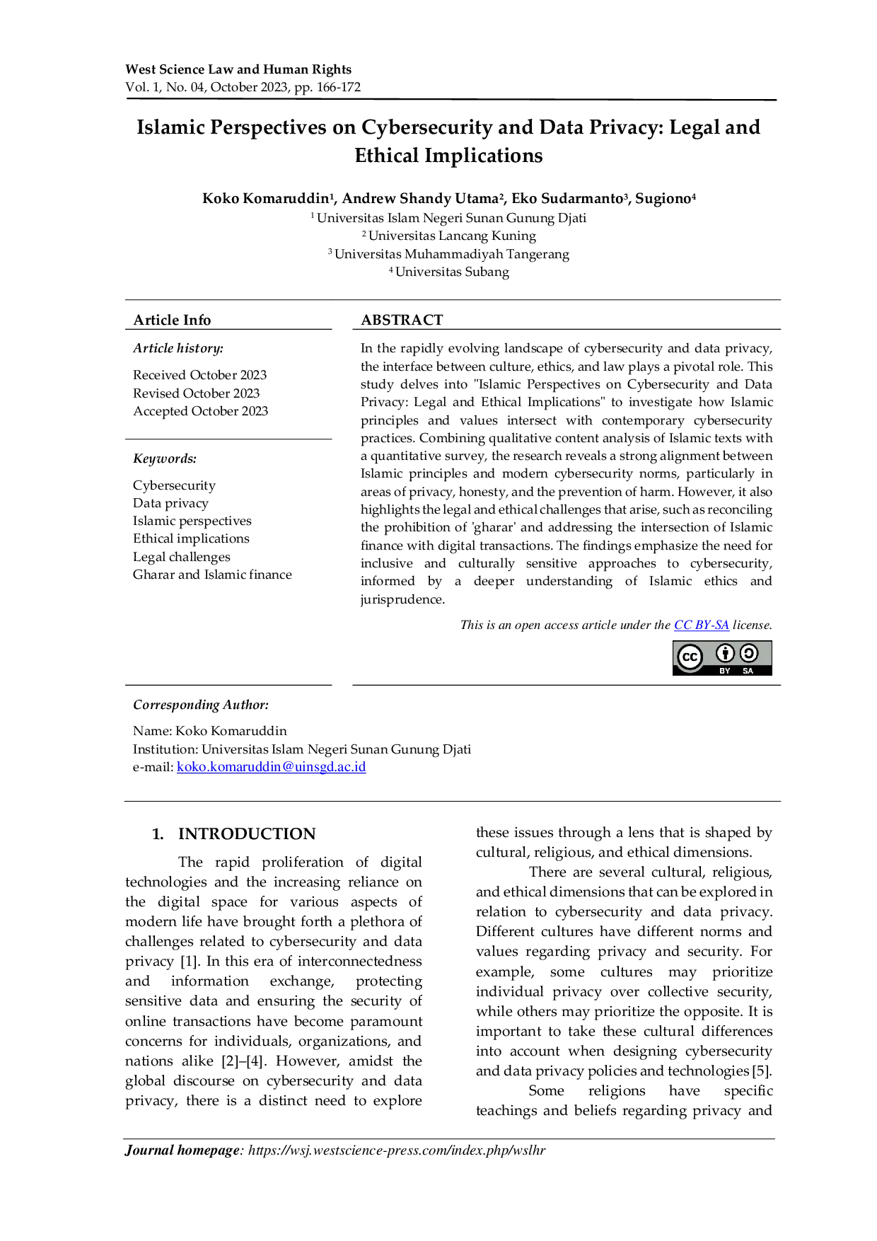 JURIS Islamic Perspectives on Cybersecurity and Data Privacy Legal and Ethical Implications