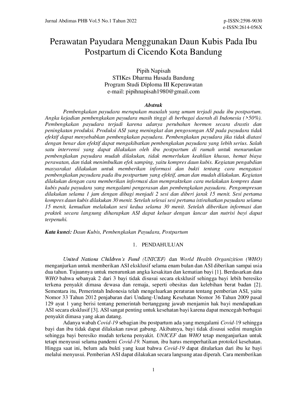 juris Perawatan Payudara Menggunakan Daun Kubis Pada Ibu Postpartum di Cicendo Kota Bandung