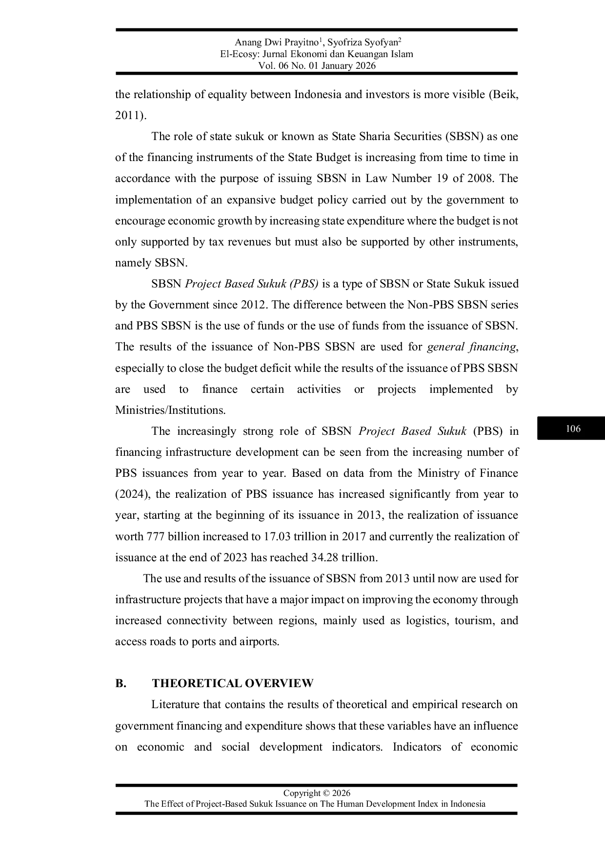 JURIS Dampak Penerbitan Sukuk Berbasis Proyek Terhadap Indeks Pembangunan Manusia di Indonesia