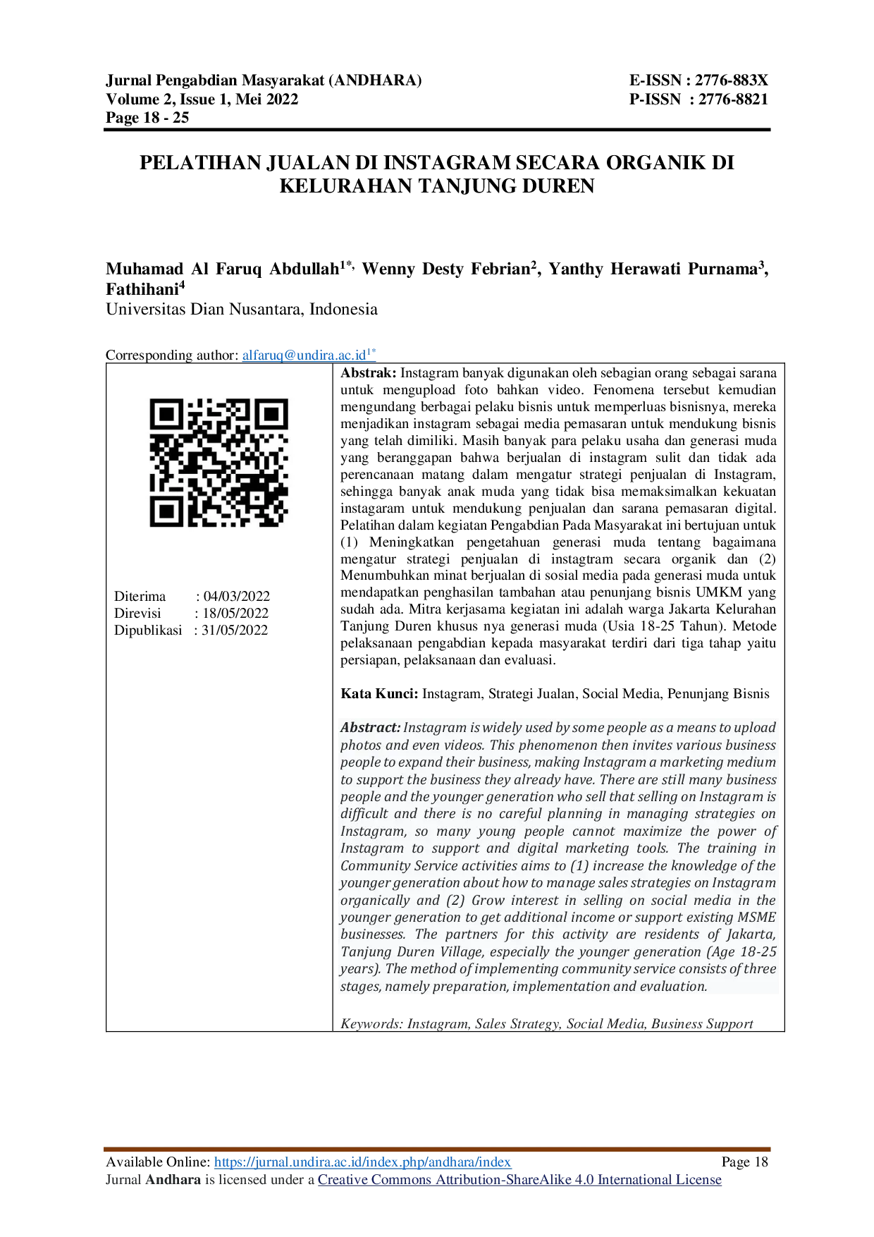 JURIS PELATIHAN JUALAN DI INSTAGRAM SECARA ORGANIK DI KELURAHAN TANJUNG DUREN