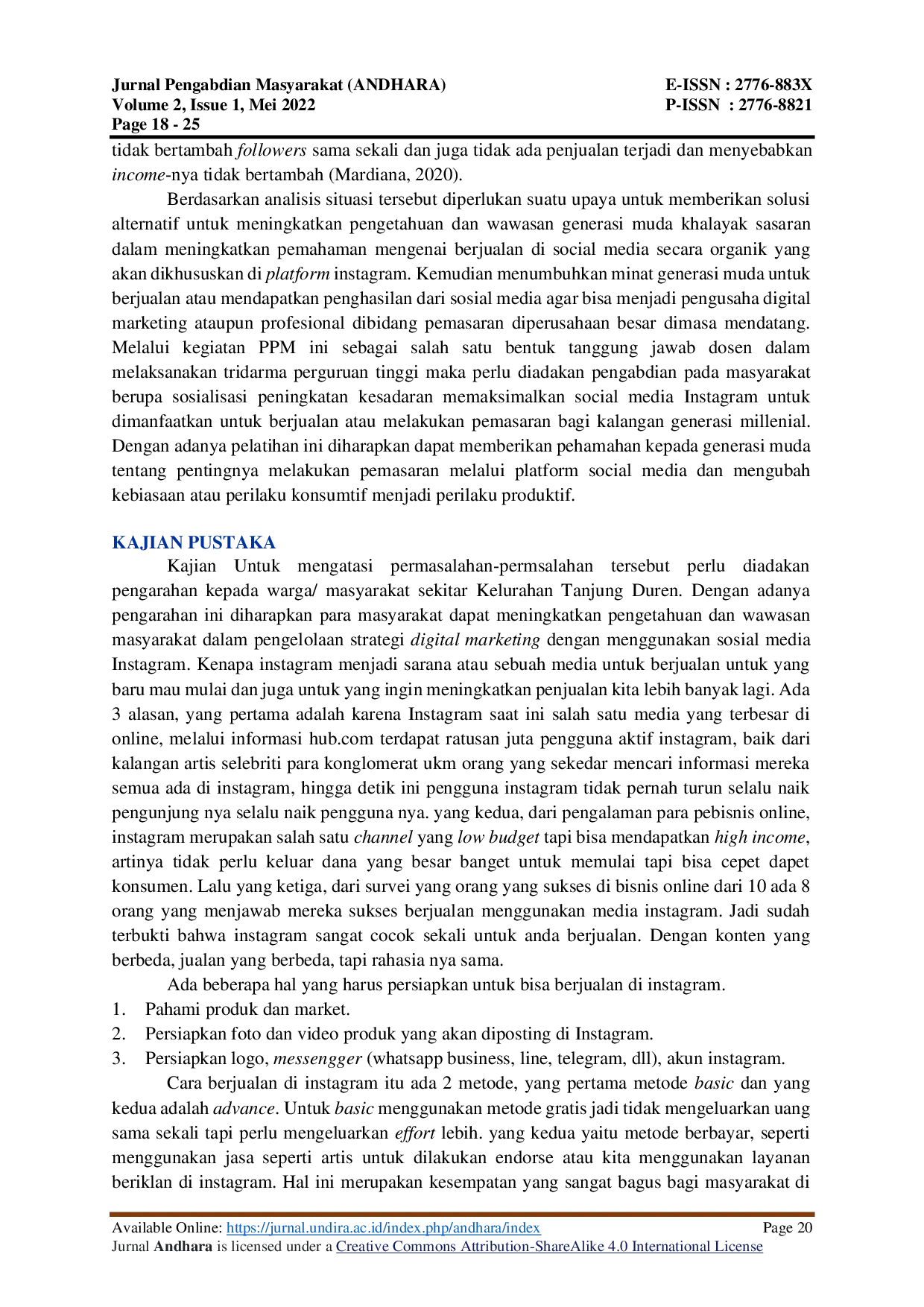 JURIS PELATIHAN JUALAN DI INSTAGRAM SECARA ORGANIK DI KELURAHAN TANJUNG DUREN