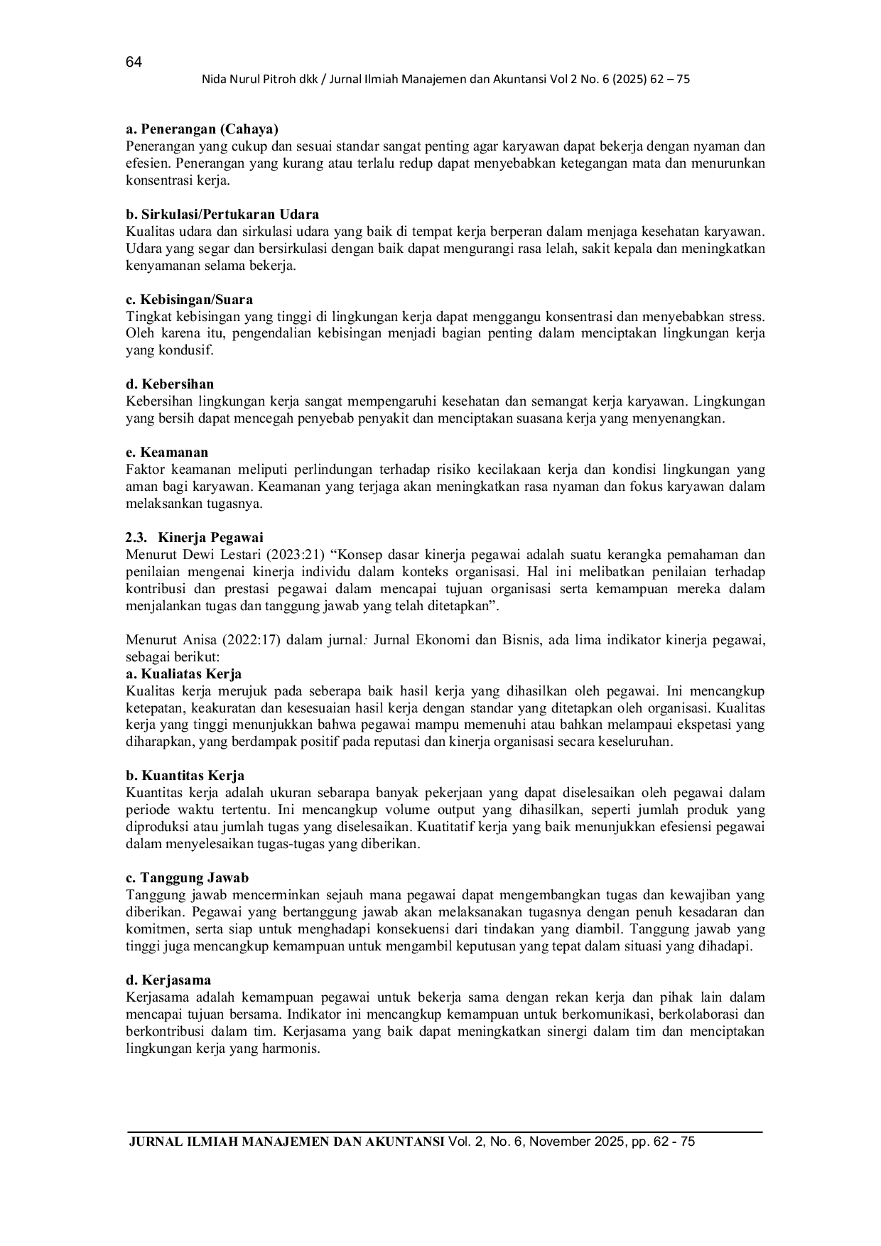 JURIS Pengaruh Disiplin Kerja Dan Lingkungan Kerja Fisik Terhadap Kinerja Pegawai Pada Dinas Lingkungan Hidup Kota Tasikmalaya