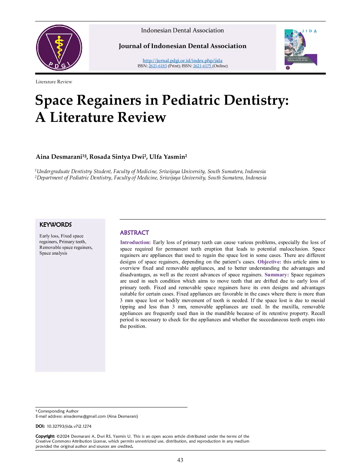 JURIS Space Regainers in Pediatric Dentistry A Review