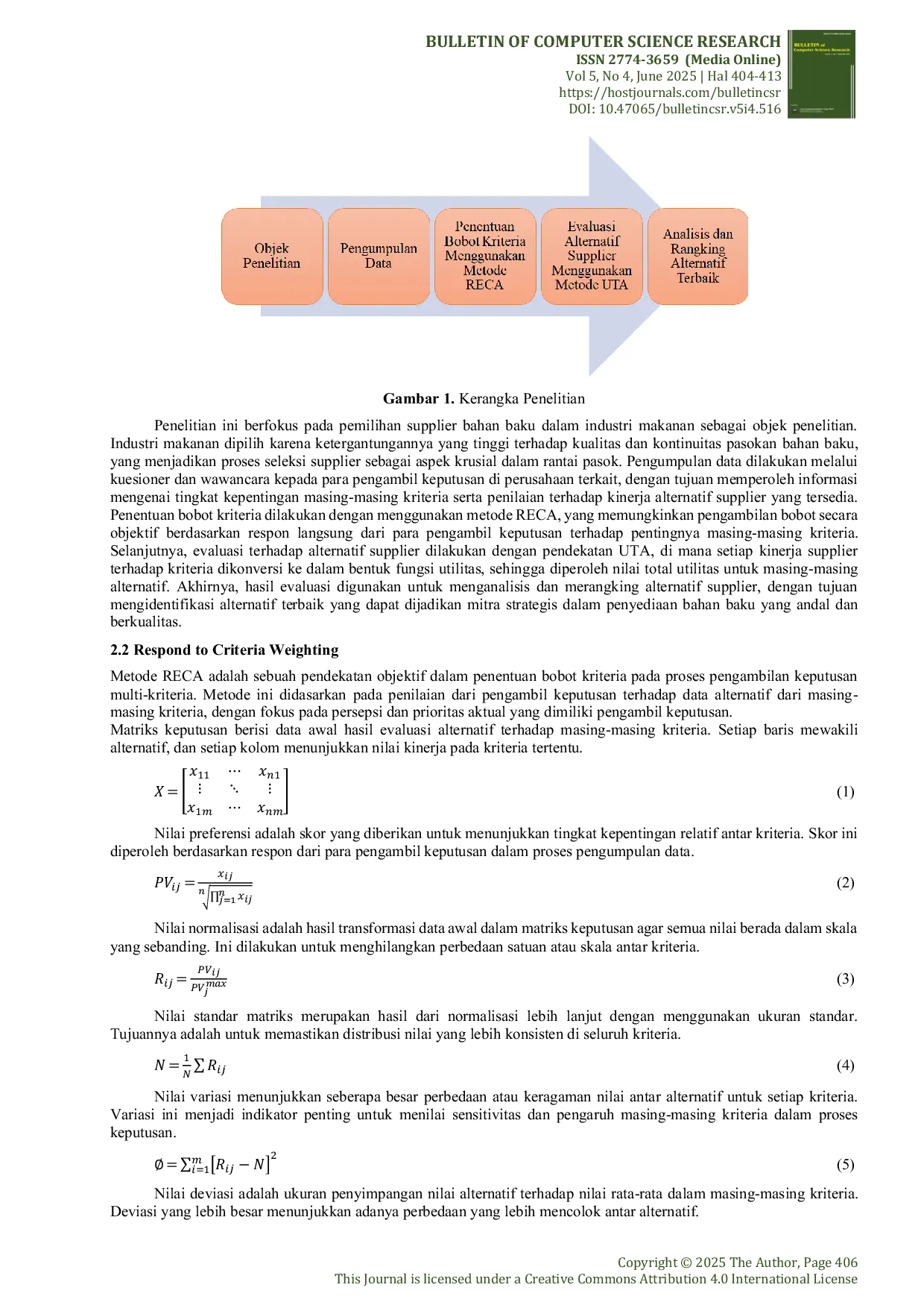 JURIS Pendekatan Hybrid Respond to Criteria Weighting dan Utalities Theory Additives untuk Pemilihan Supplier Bahan Baku dalam Industri Makanan