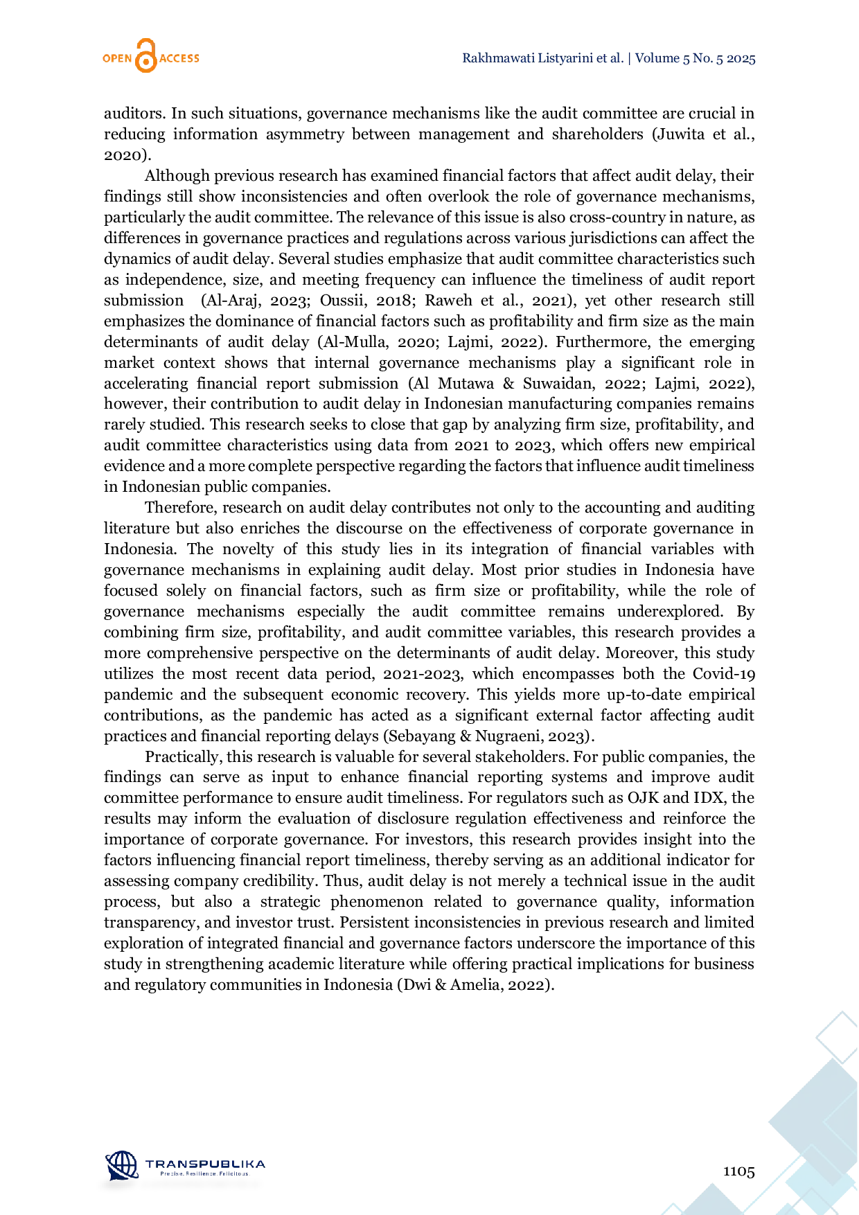 JURIS The Influence of Firm Size Profitability and Audit Committee on Audit Delay An Empirical Study of Public Companies in Indonesia