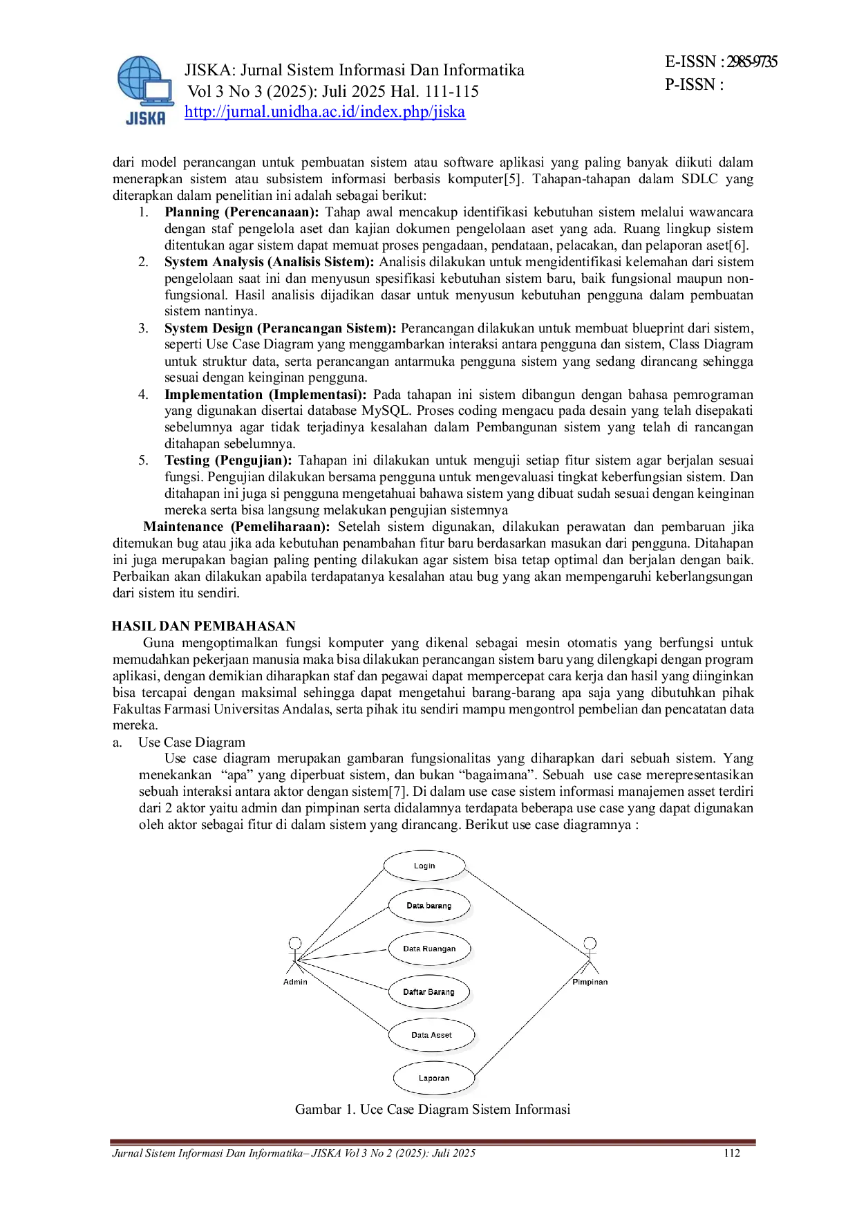 JURIS Perancangan Sistem Informasi Manajemen Aset Pada Fakultas Farmasi Universitas Andalas