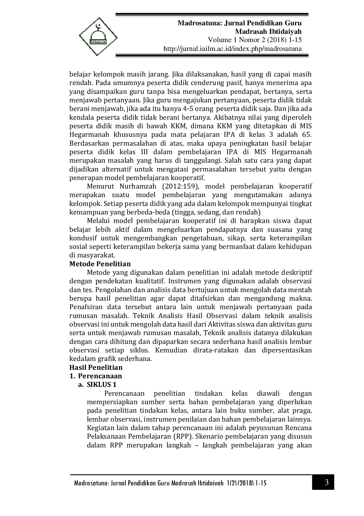 JURIS Penerapan Model Pembelajaran Kooperatif Tipe Stad Student Team Achievement Divisions Untuk Meningkatkan Hasil Belajar Peserta Didik Dalam Pembelajaran Ipa