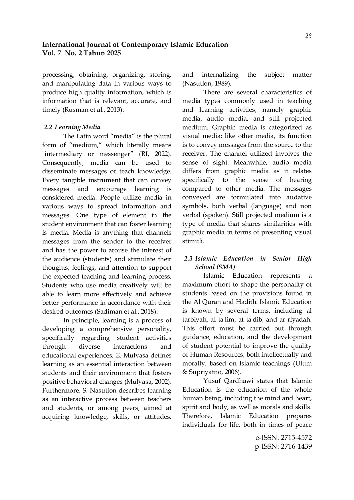 JURIS The Effectiveness of Information and Communication Technology as a Learning Medium for Islamic Education and Character Building A Study at a State Senior High School in Poso