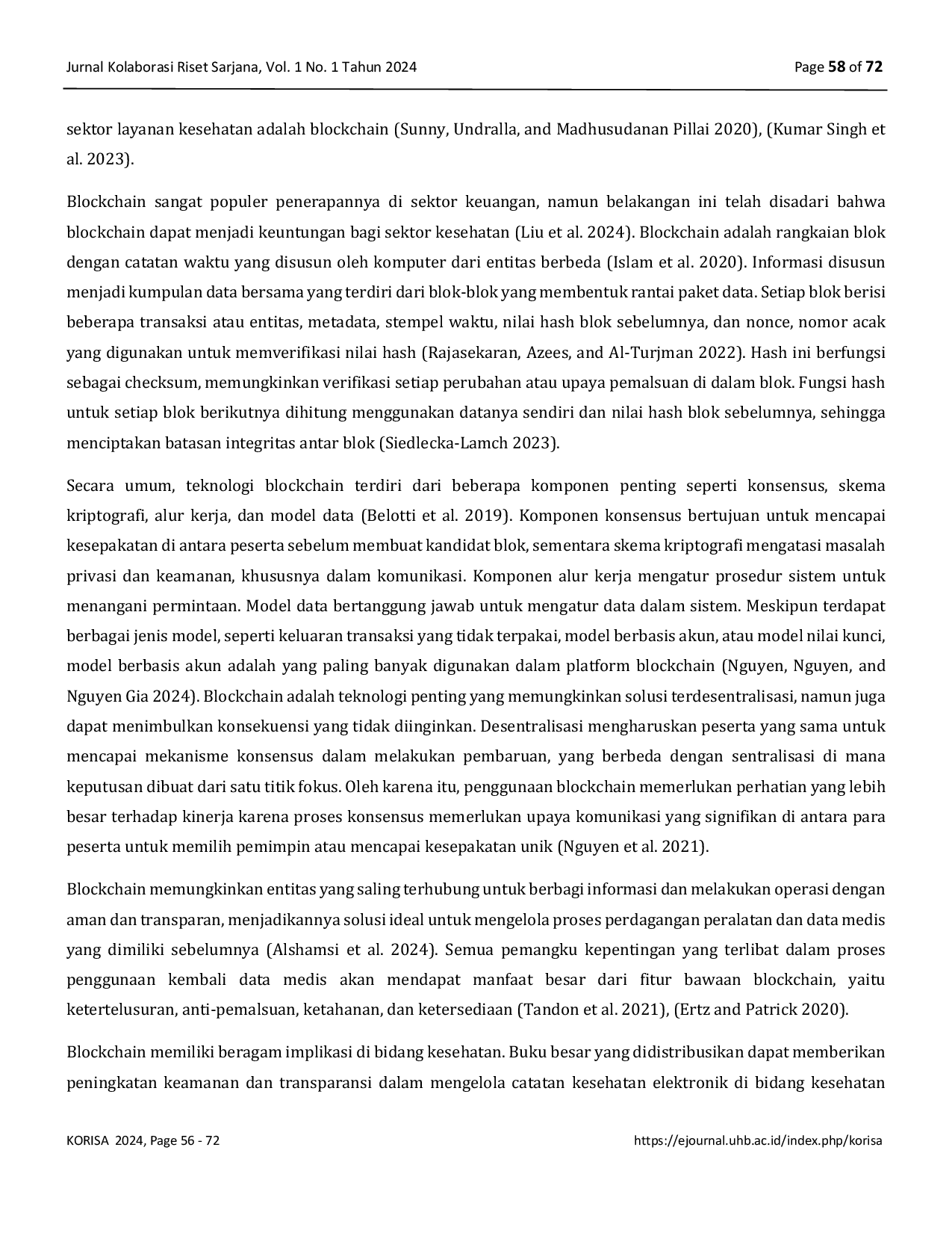 JURIS Potensi dan Tantangan Implementasi Blockchain dalam Pengelolaan Citra Medis Sebuah Tinjauan Literatur