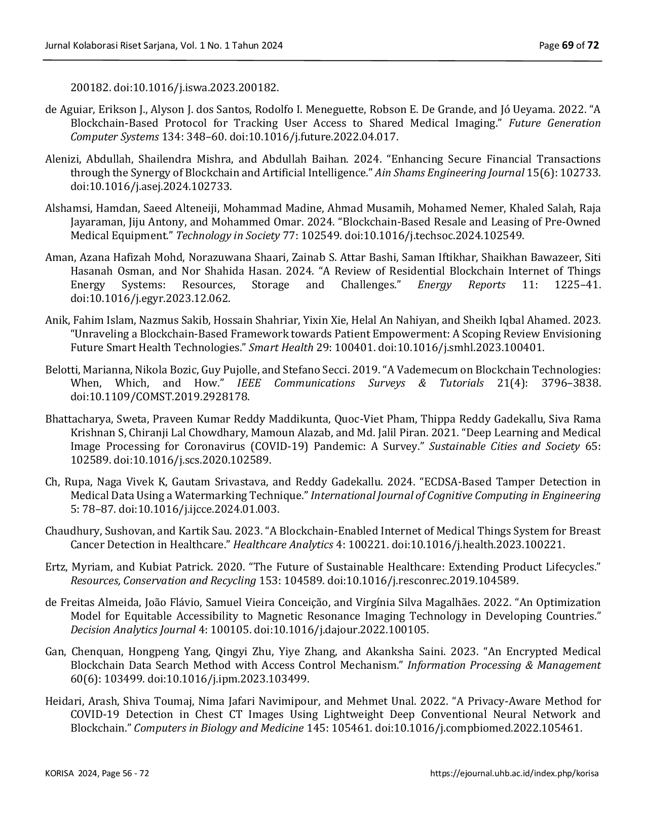 JURIS Potensi dan Tantangan Implementasi Blockchain dalam Pengelolaan Citra Medis Sebuah Tinjauan Literatur