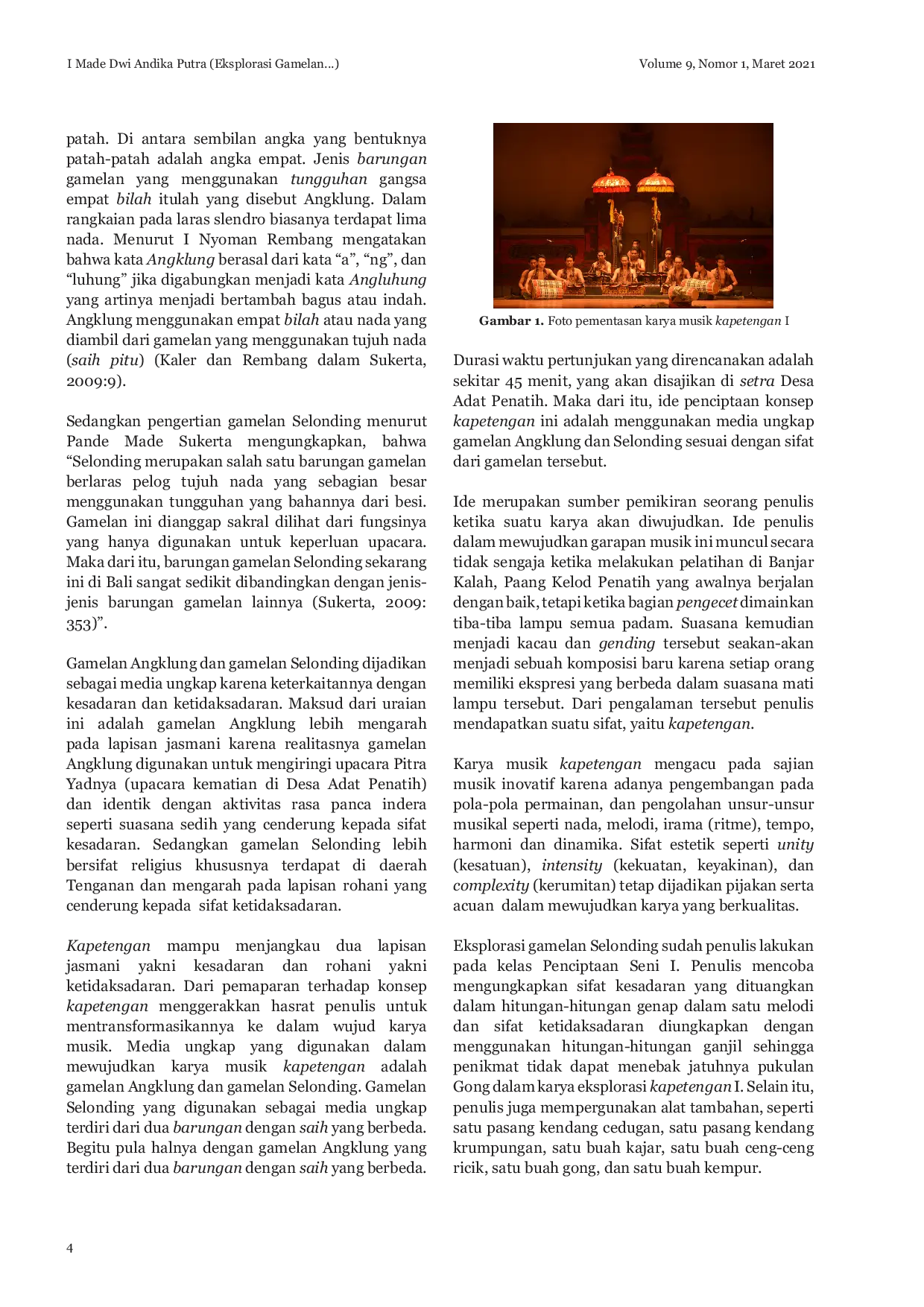 JURIS Eksplorasi Gamelan Angklung dan Selonding Sebagai Media Ungkap Dalam Penciptaan Karya Musik Kapetengan Ay