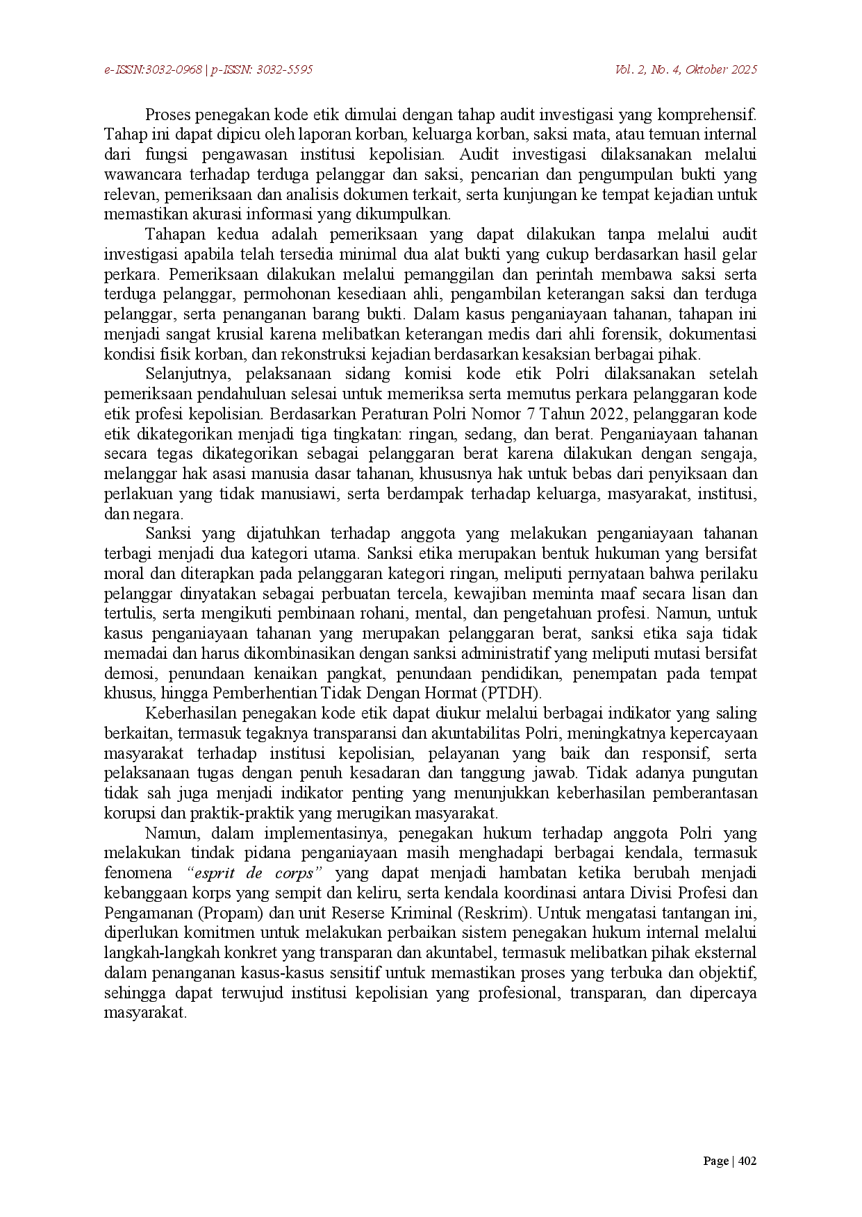 juris Penegakan Kode Etik Terhadap Anggota Polri Pelaku Penganiayaan Terhadap Tahanan