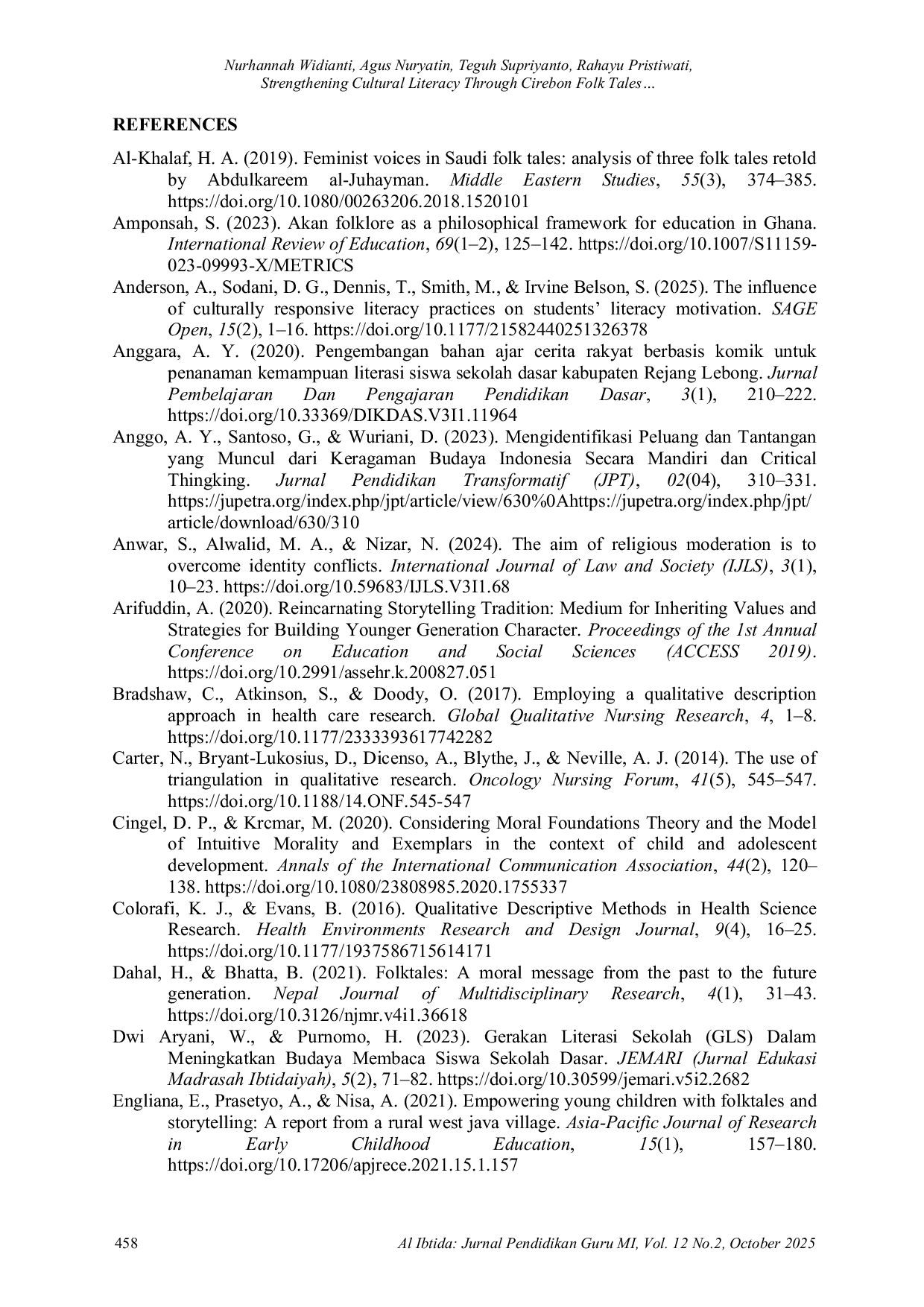 JURIS Strengthening Cultural Literacy Through Cirebon Folk Tales Incorporating Religious Moderation Values